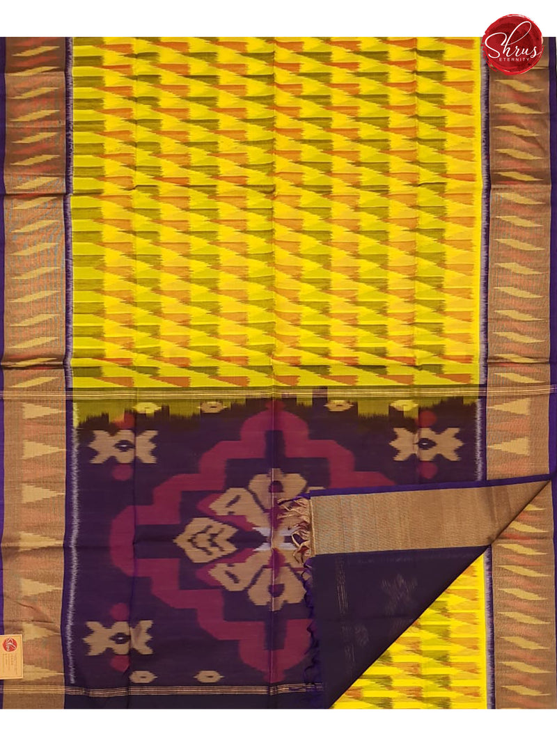 Yellow & Violet - Pochampally Silk Cotton - Shop on ShrusEternity.com