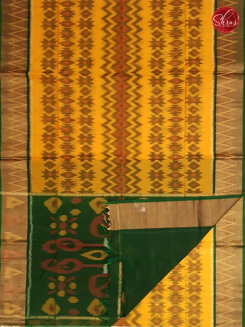 Mambala Yellow & Green - Pochampally Silk Cotton - Shop on ShrusEternity.com