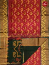 Red & Bottle Green - Pochampally Silk Cotton - Shop on ShrusEternity.com