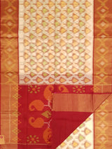 Cream & Red - Pochampally Silk Cotton - Shop on ShrusEternity.com