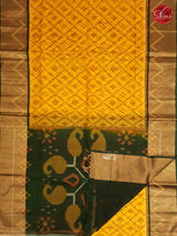 Yellow & Dark Green - Pochampally Silk Cotton - Shop on ShrusEternity.com