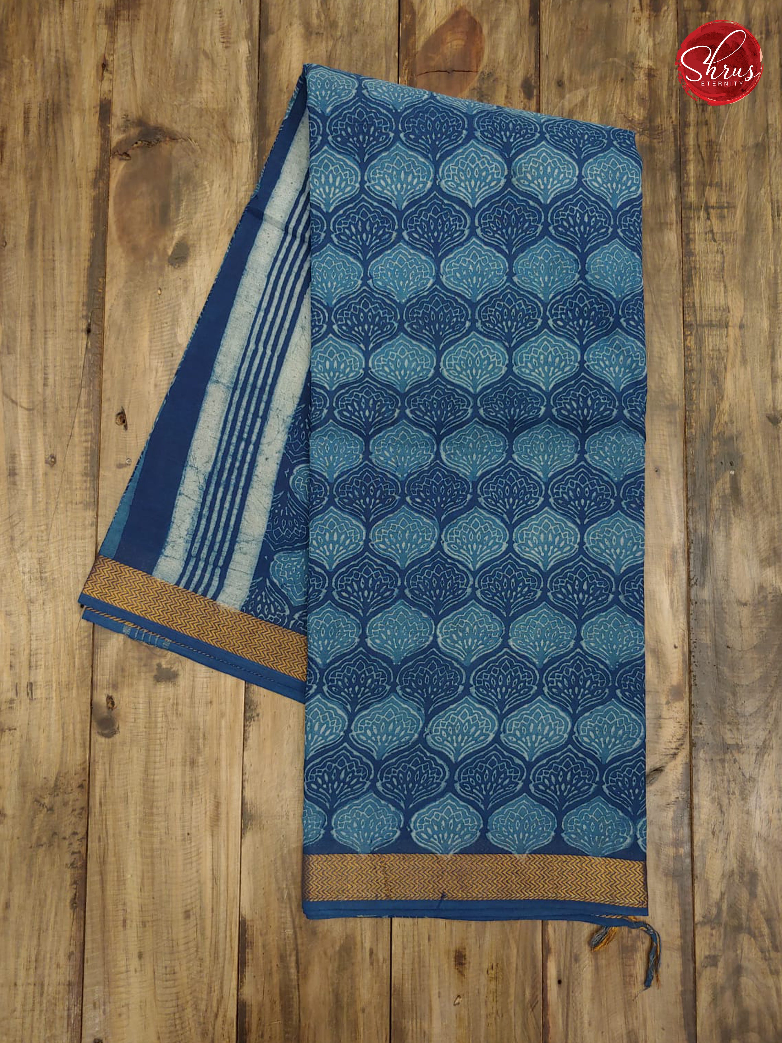 Blue (Single Tone) - Magalagiri Cotton(Dabu Print) - Shop on ShrusEternity.com