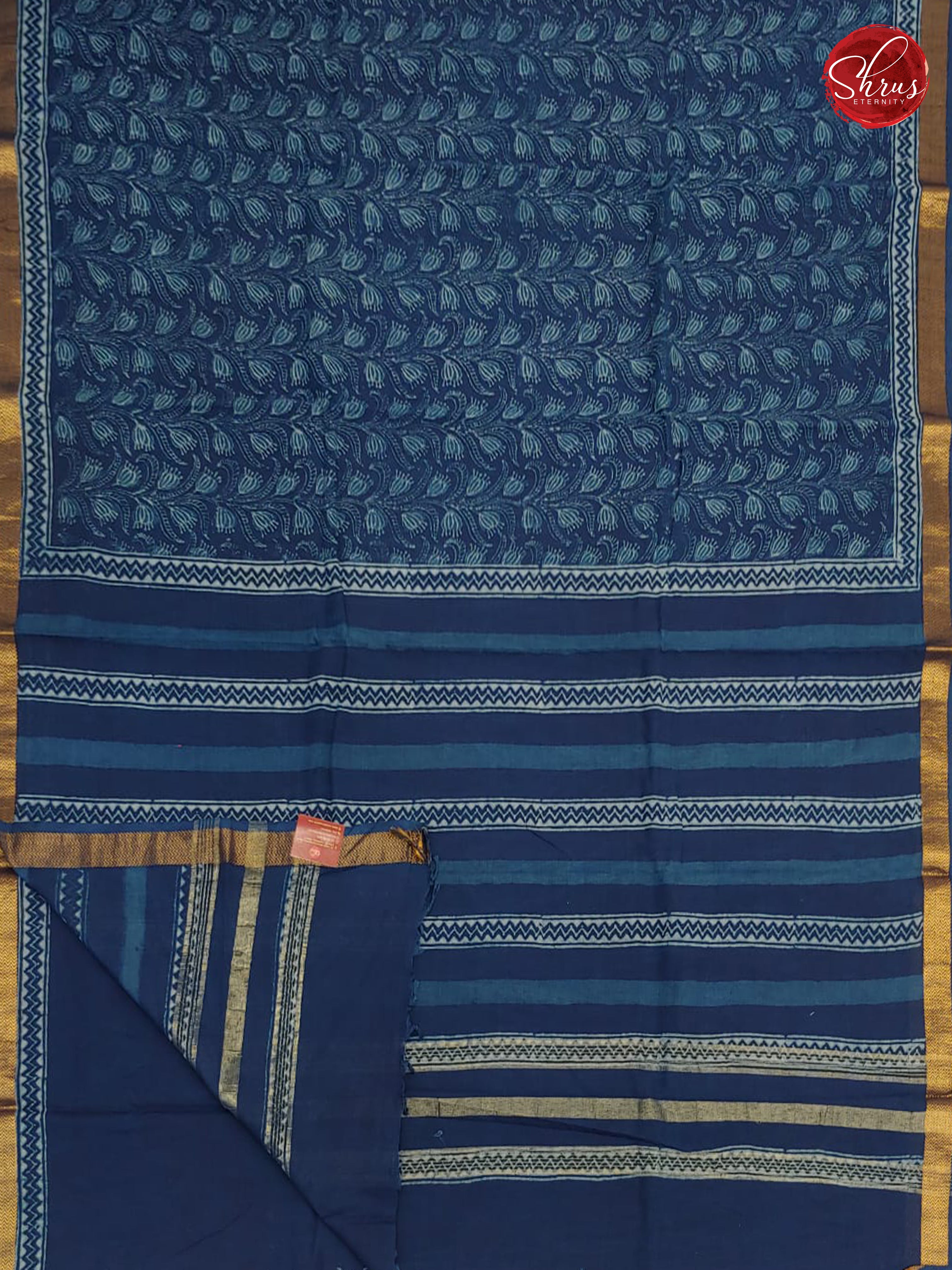 Blue(Single Tone) - Mangalagiri Cotton(Dabu Print) - Shop on ShrusEternity.com