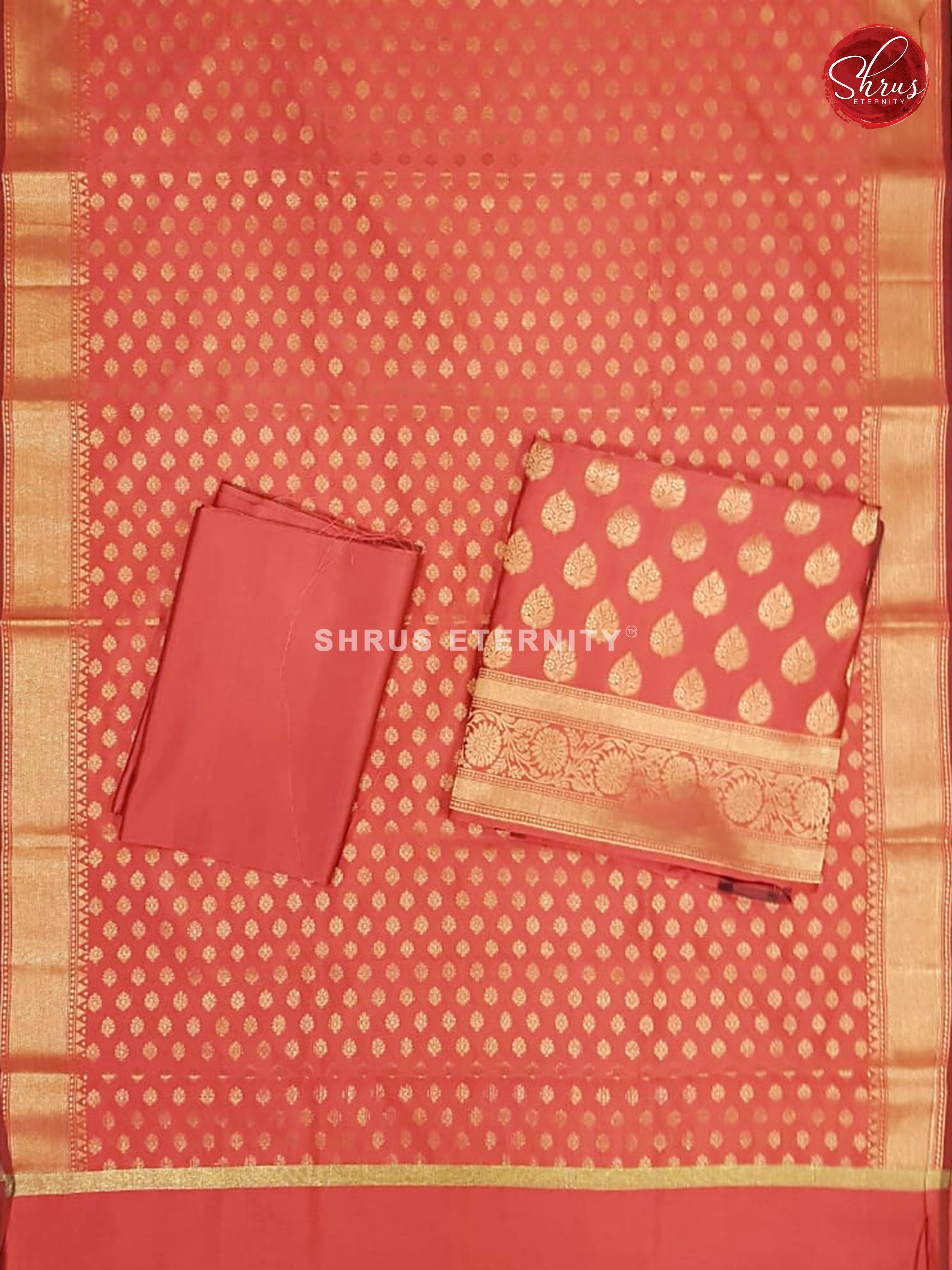Peachish Pink (Single Tone) - Semi Banarasi  Suit - Shop on ShrusEternity.com