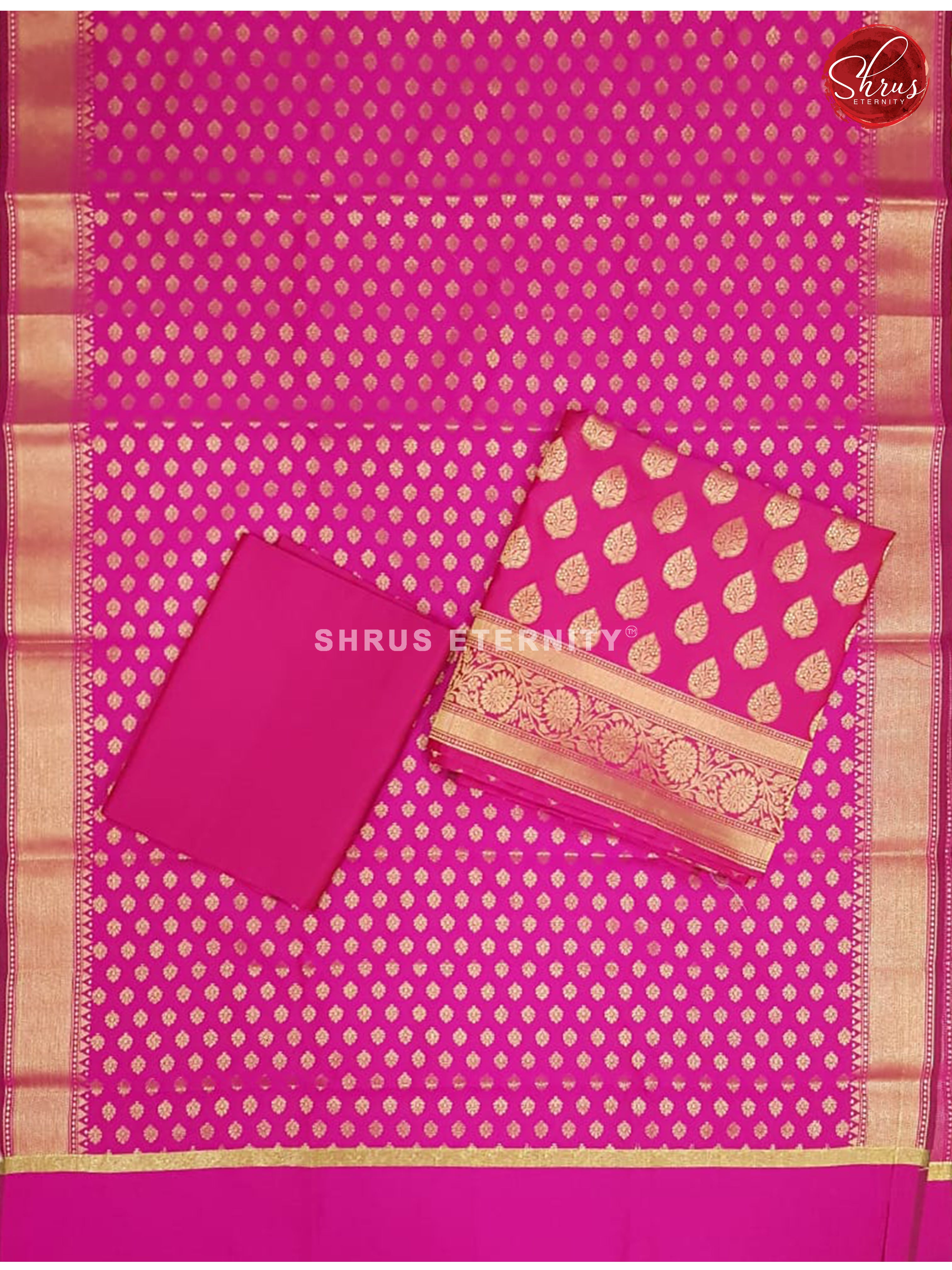Pink(Single Tone) - Semi Banarasi  Suit - Shop on ShrusEternity.com