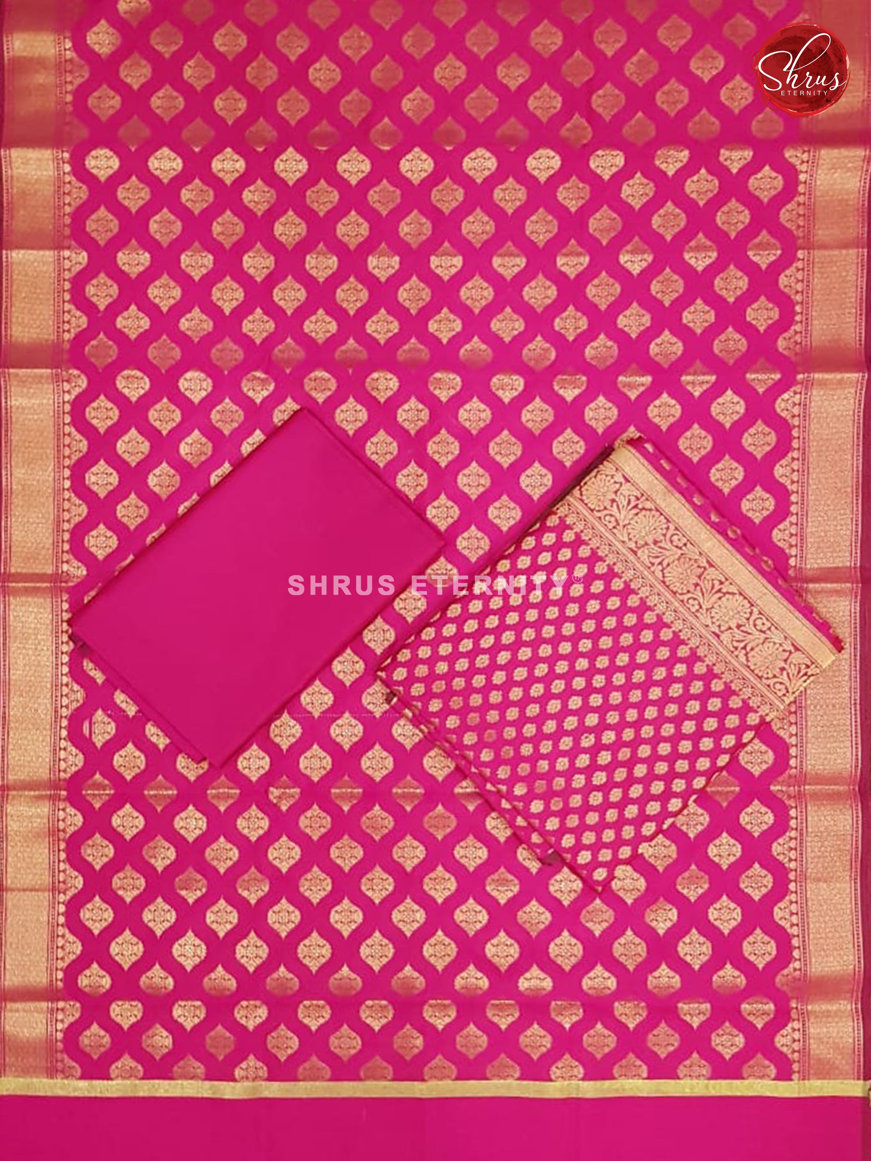 Pink (Single Tone) - Semi Banarasi  Suit - Shop on ShrusEternity.com