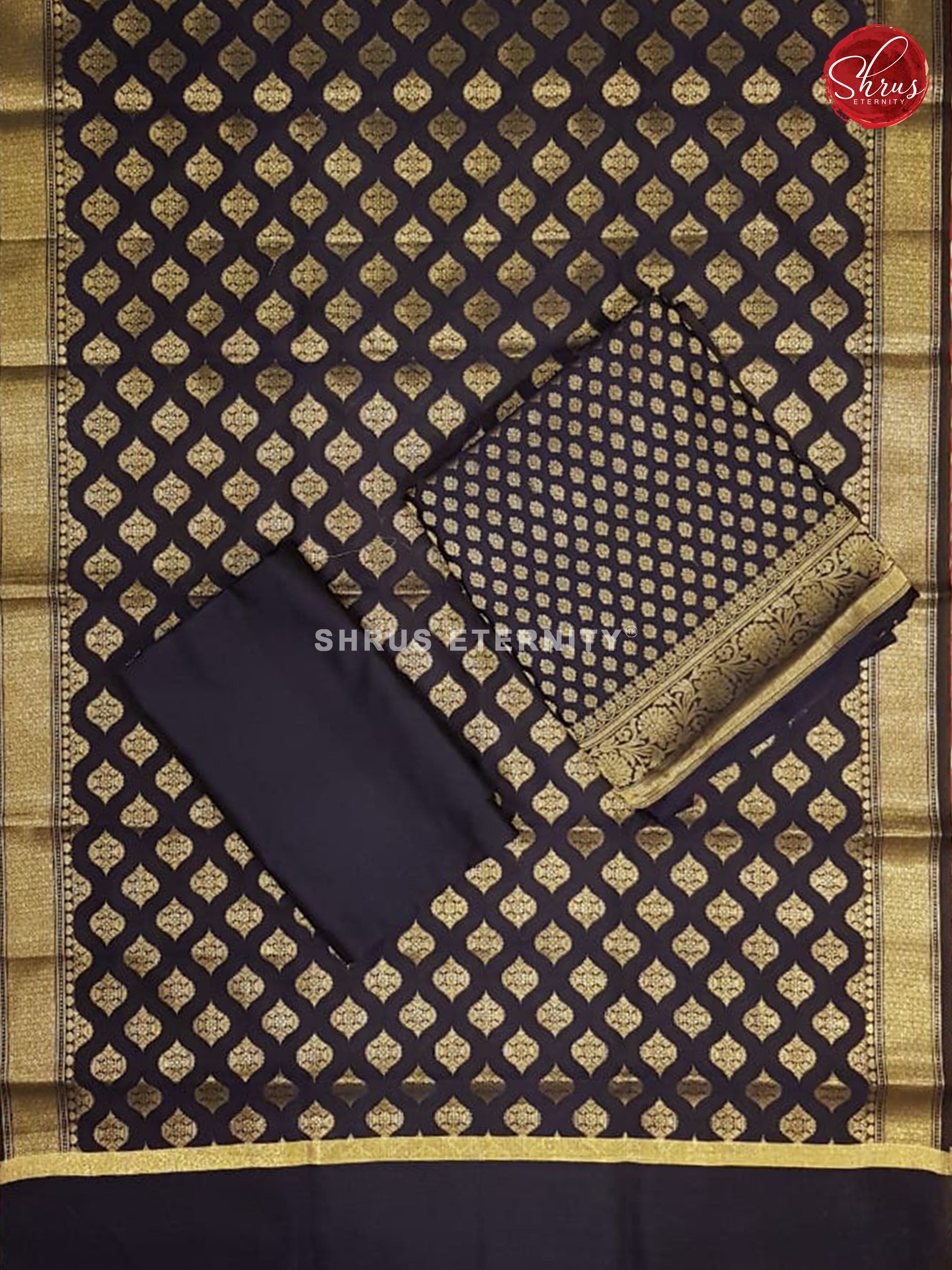 Blue(Single Tone) - Semi Banarasi  Suit - Shop on ShrusEternity.com