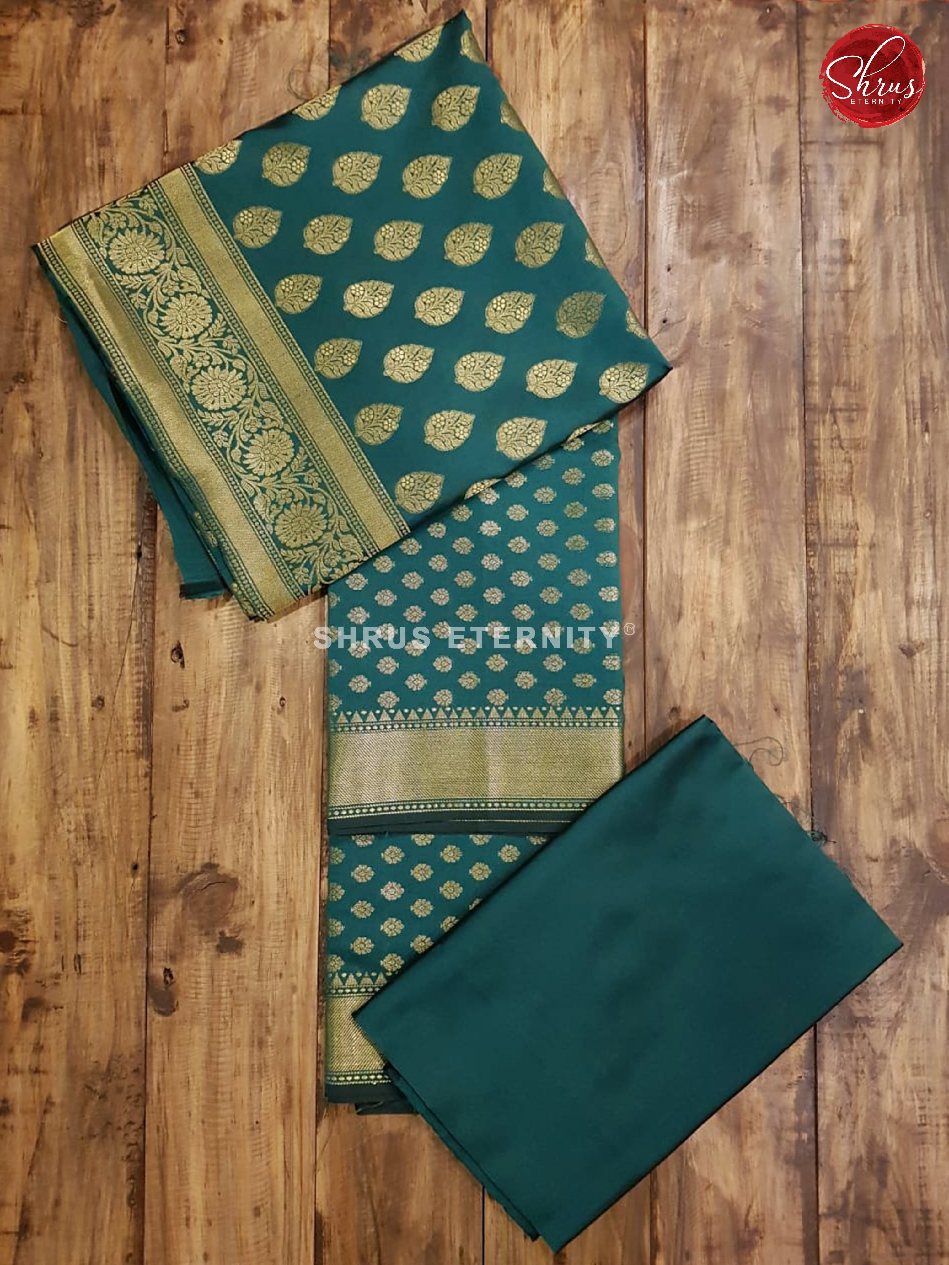 Green(Single Tone) - Semi Banarasi  Suit - Shop on ShrusEternity.com