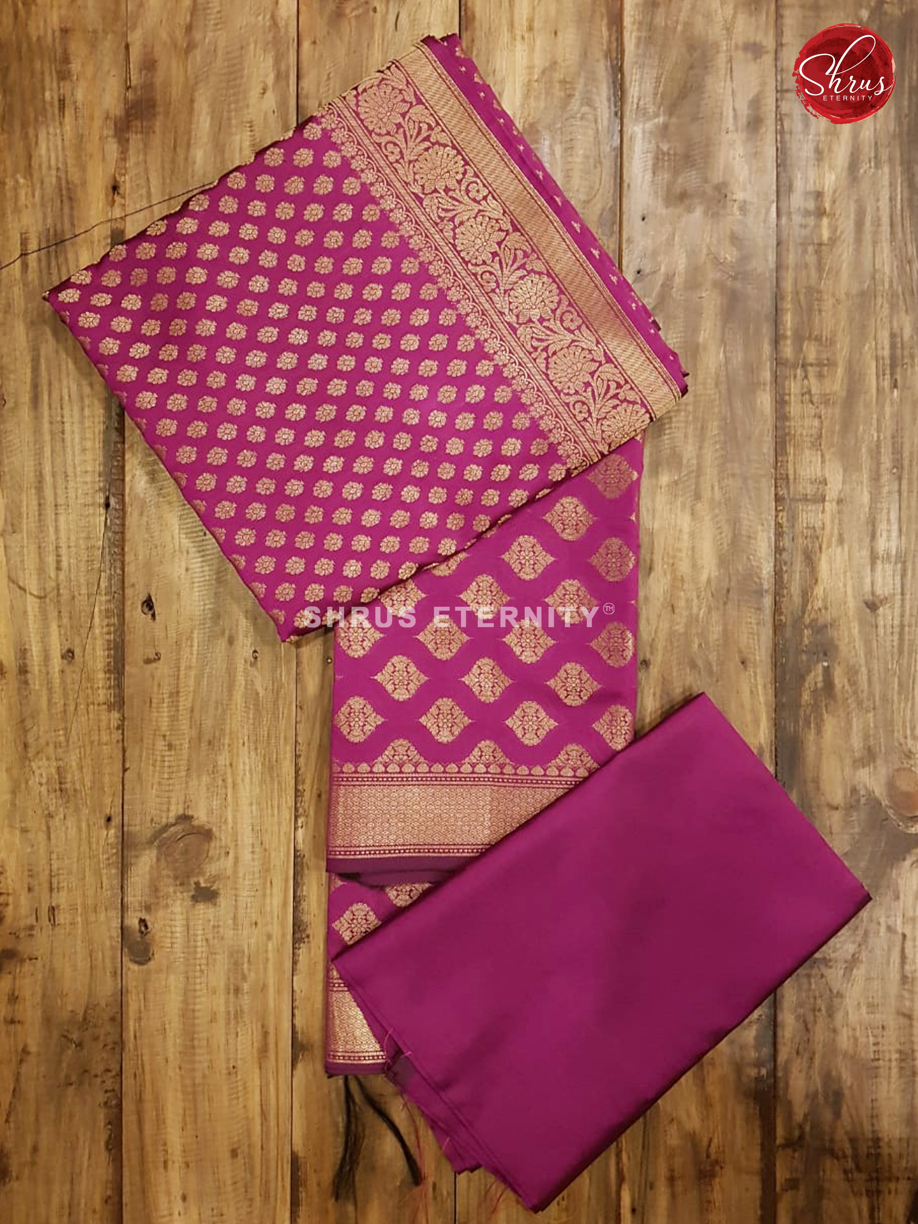 Purple (Single Tone) - Semi Banarasi  Suit - Shop on ShrusEternity.com