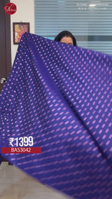 Purple(Single Tone)- Borderless Semi Kanchipuram with Zari woven  buttas   on the body