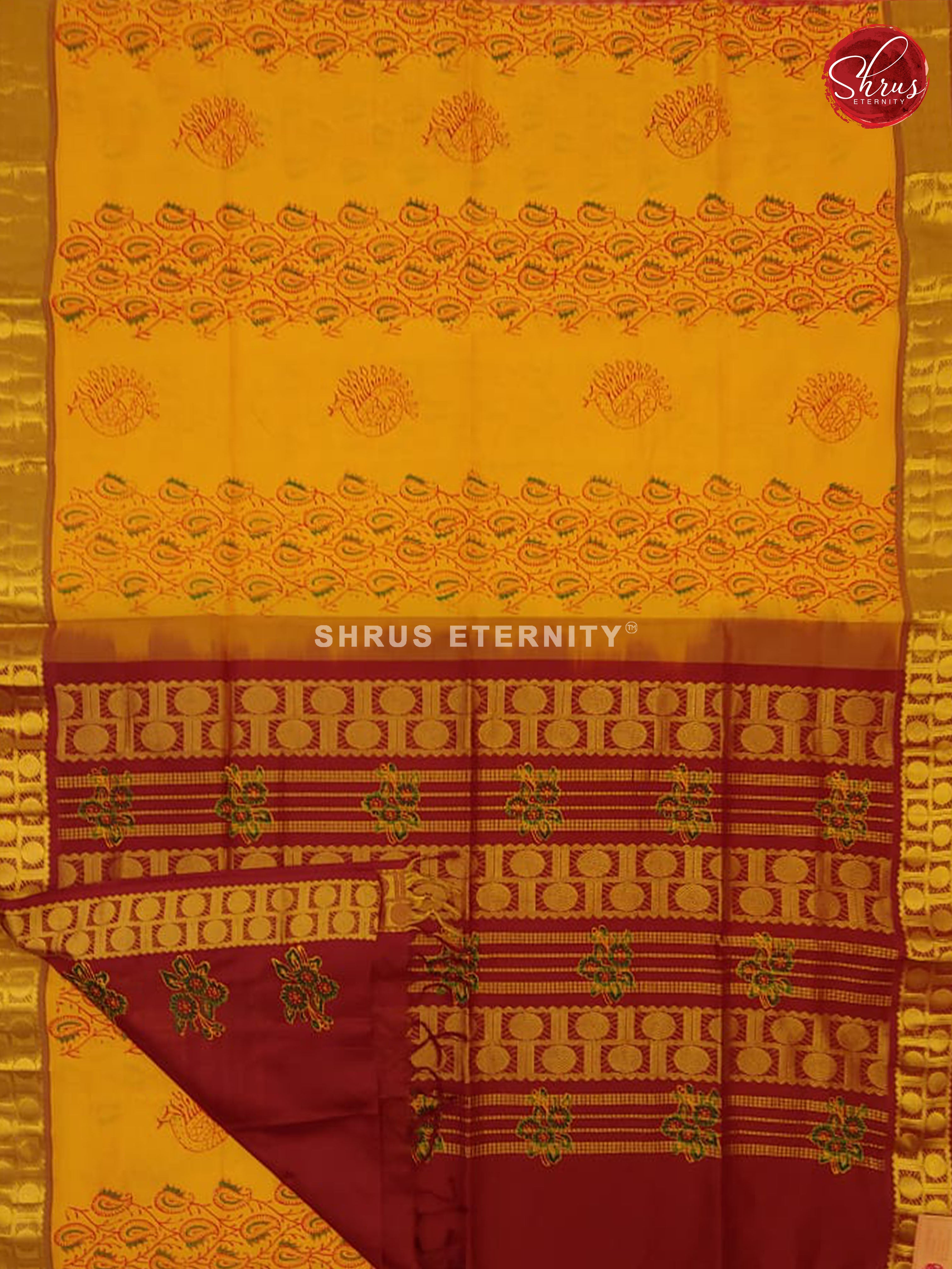 Yellow & Maroon - Semi Silk - Shop on ShrusEternity.com