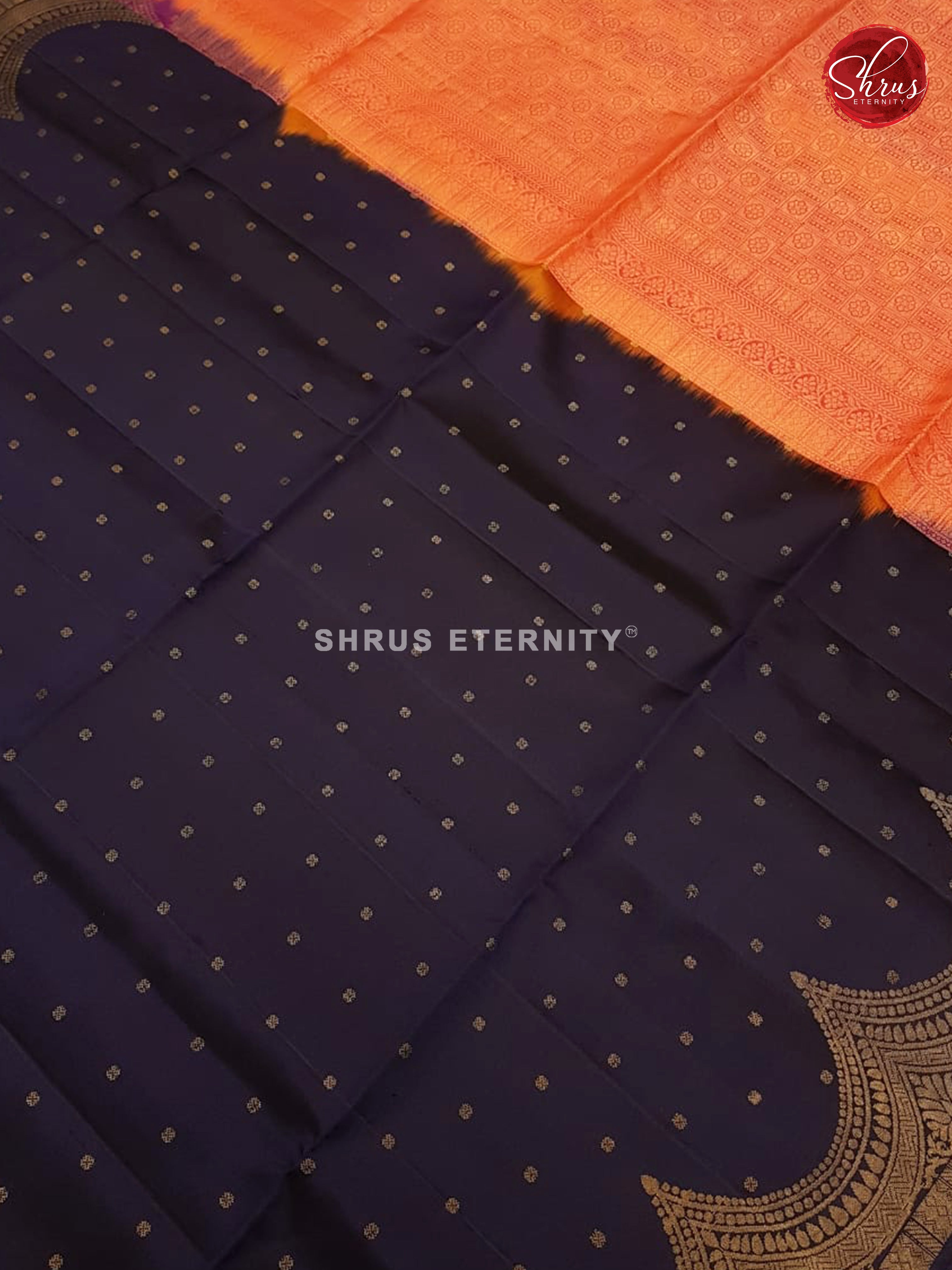 Navy Blue & Orangish Pink - Soft Silk - Shop on ShrusEternity.com