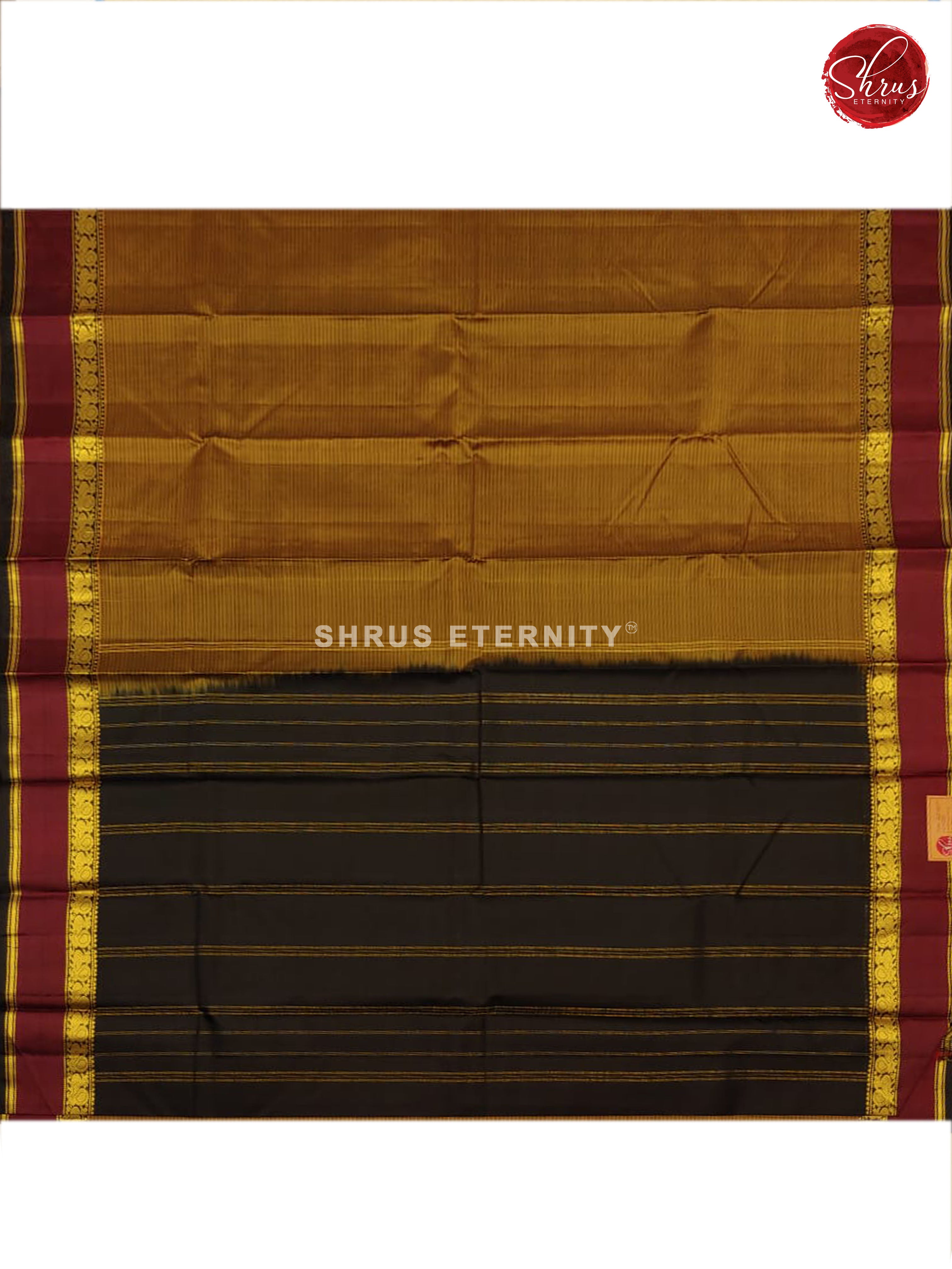 Olive Green & Black - Kanchipuram Silk - Shop on ShrusEternity.com