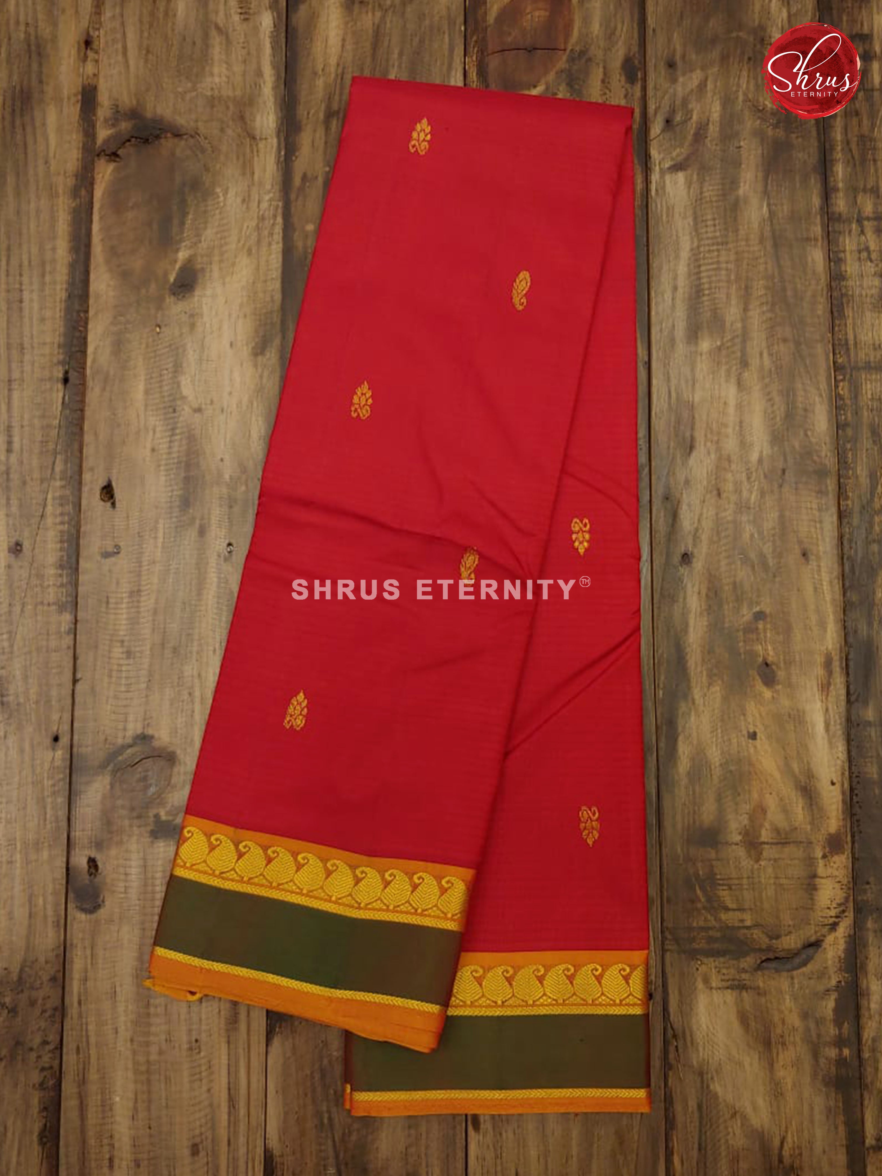 Red & Mustard - Kanchipuram Silk - Shop on ShrusEternity.com