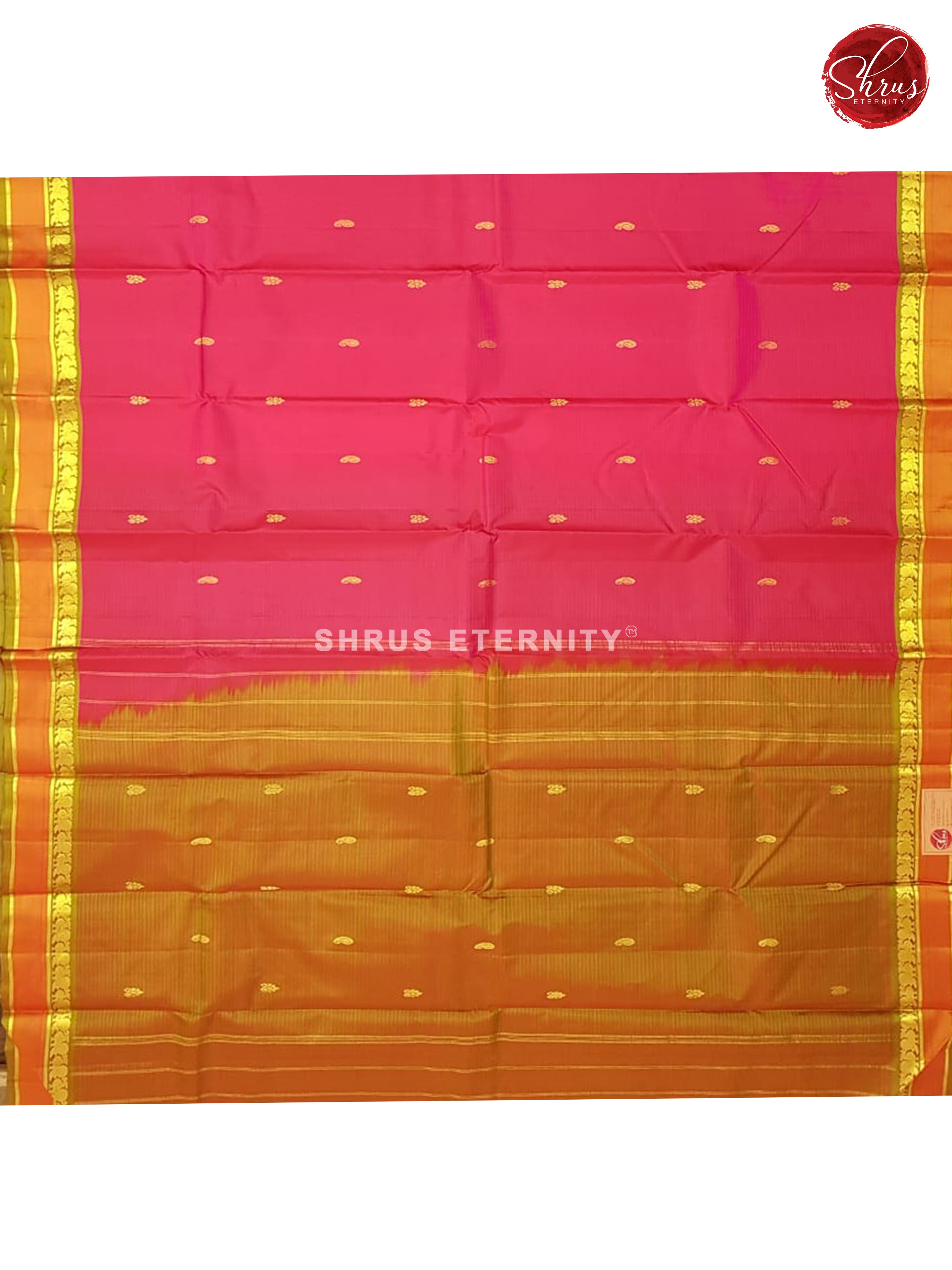 Pink & Mustard - Kanchipuram Silk - Shop on ShrusEternity.com