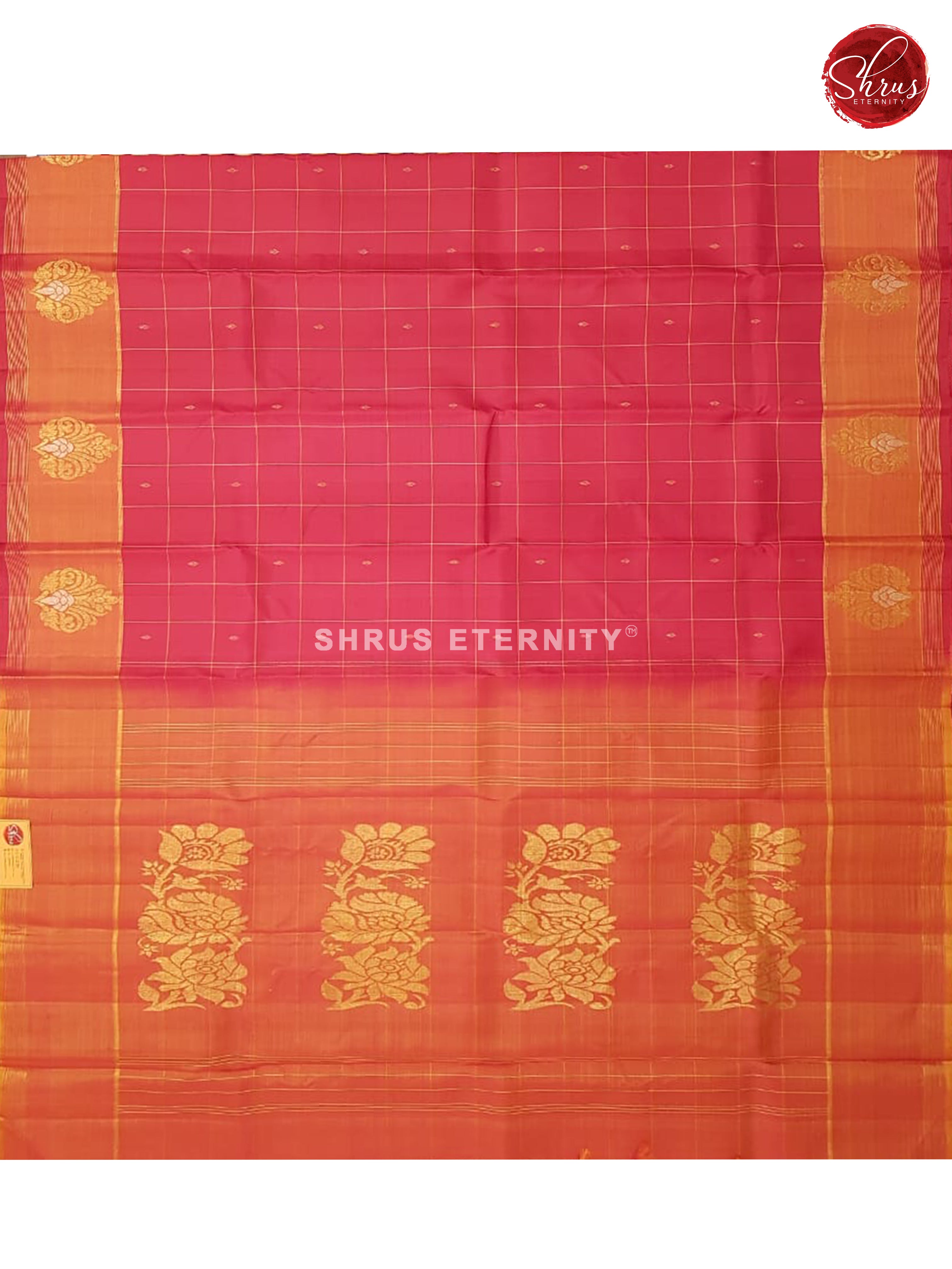 Pink & Brick Orange - Kanchipuram Silk - Shop on ShrusEternity.com