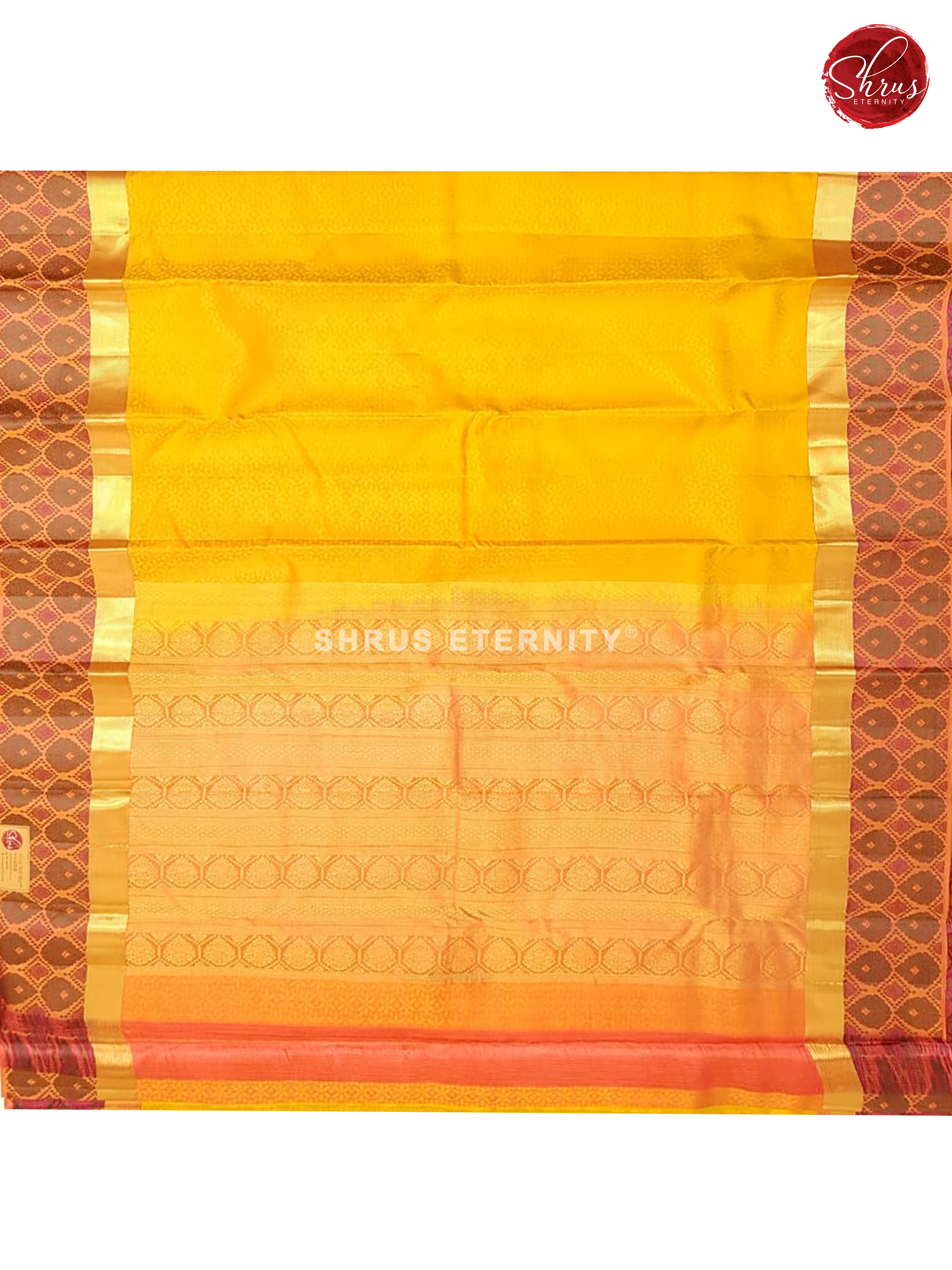 Yellow & Peachish Pink - Kanchipuram Silk - Shop on ShrusEternity.com
