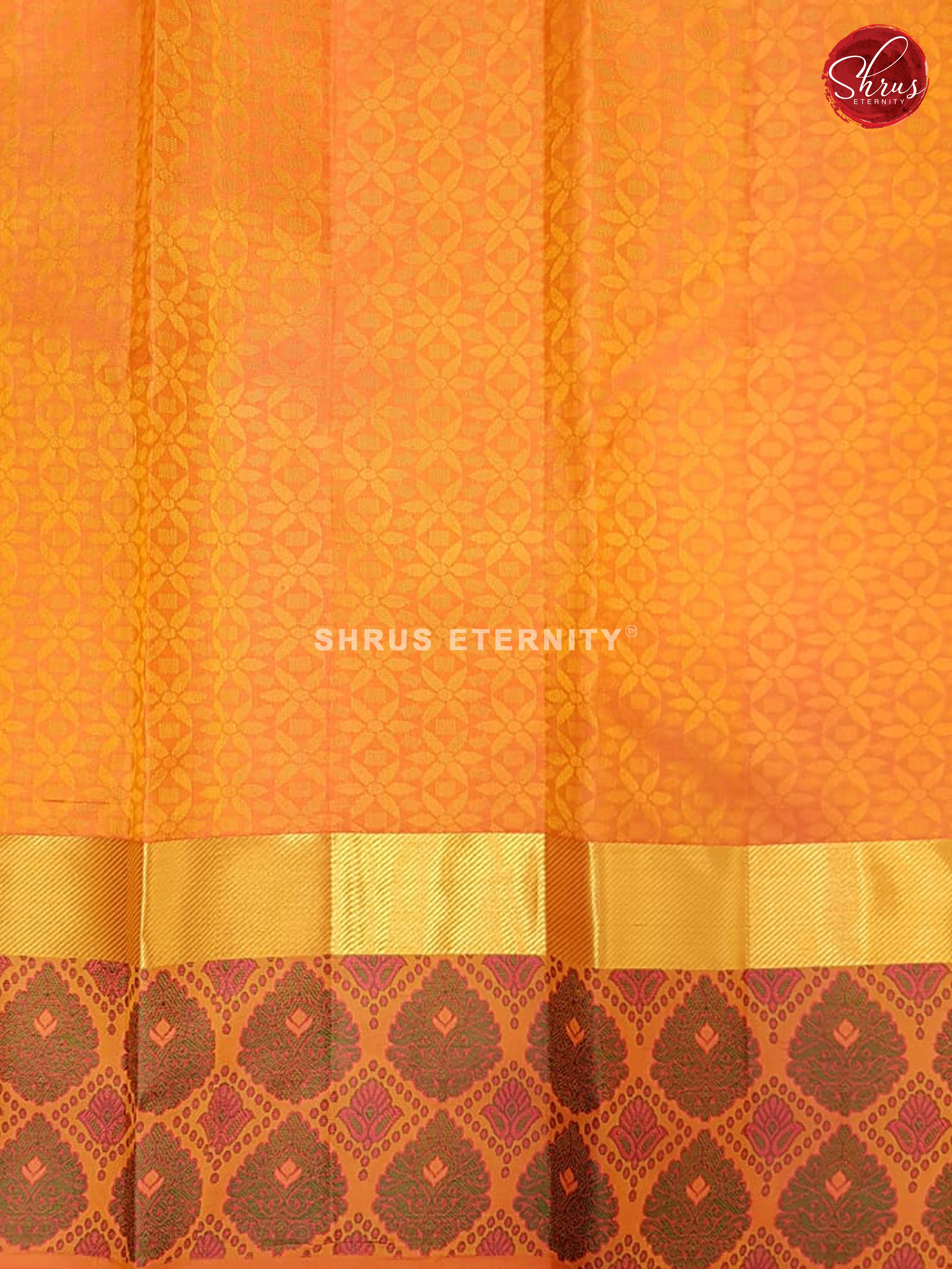 Yellow & Peachish Pink - Kanchipuram Silk - Shop on ShrusEternity.com