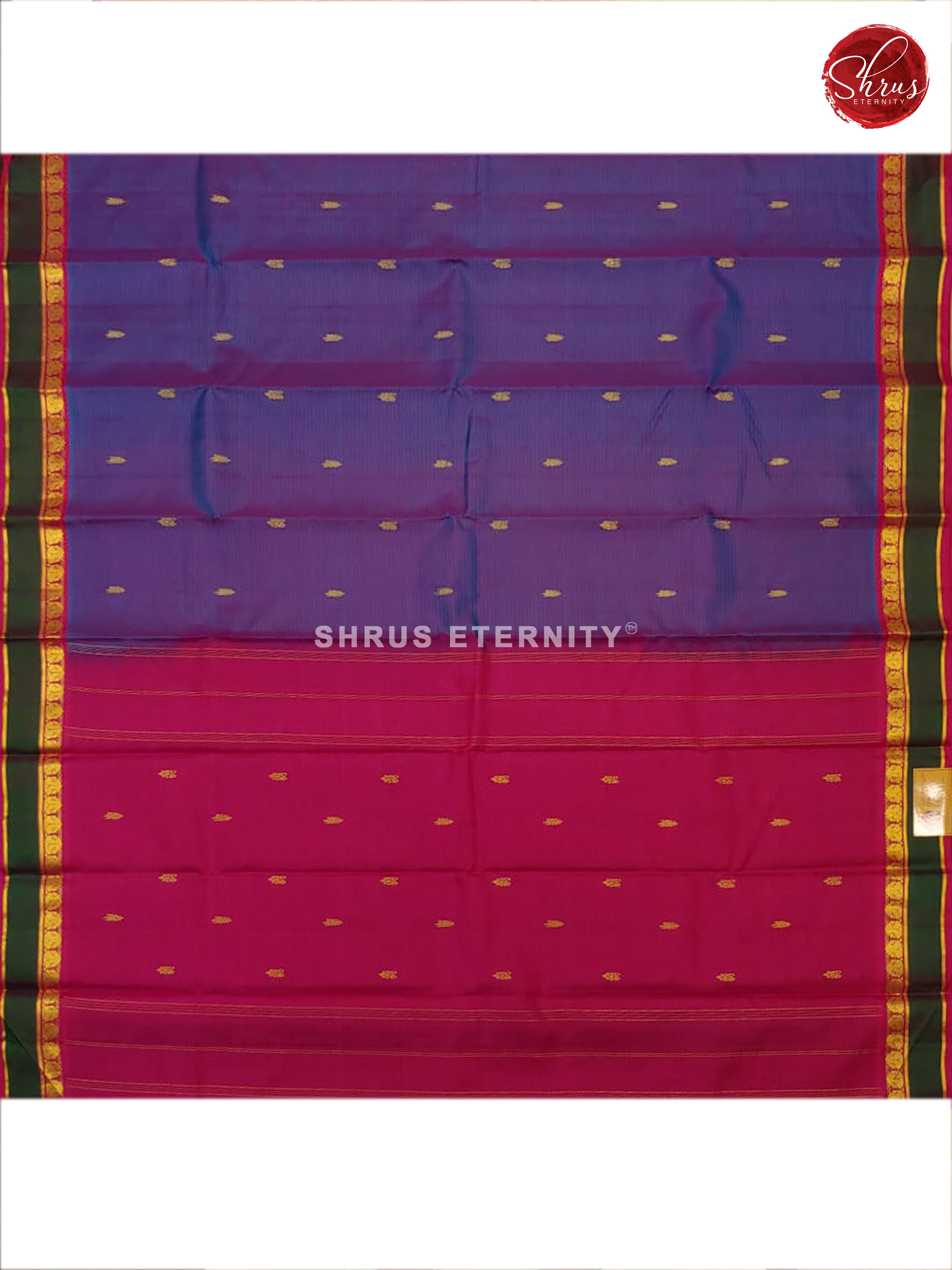 Purplish Blue & Pink - Kanchipuram Silk - Shop on ShrusEternity.com