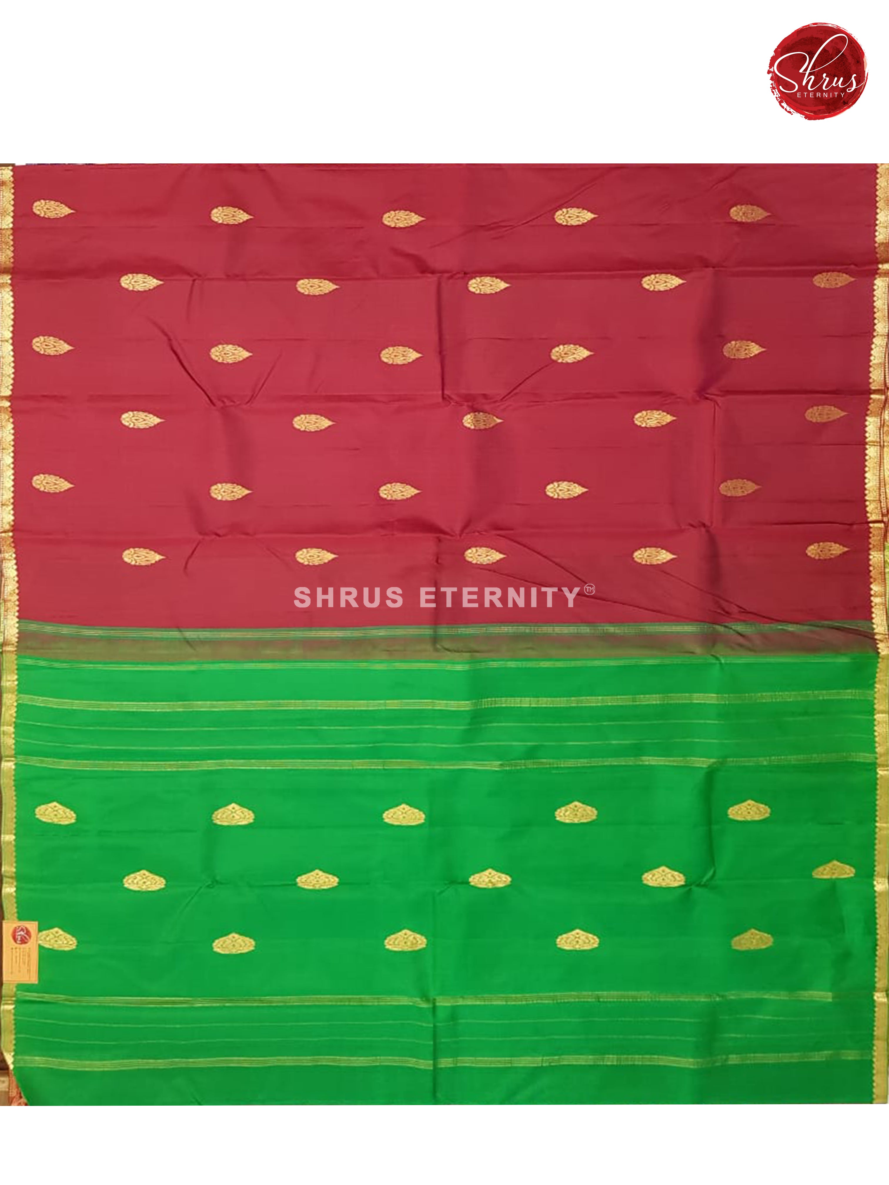 Maroon & Green - Kanchipuram Silk - Shop on ShrusEternity.com
