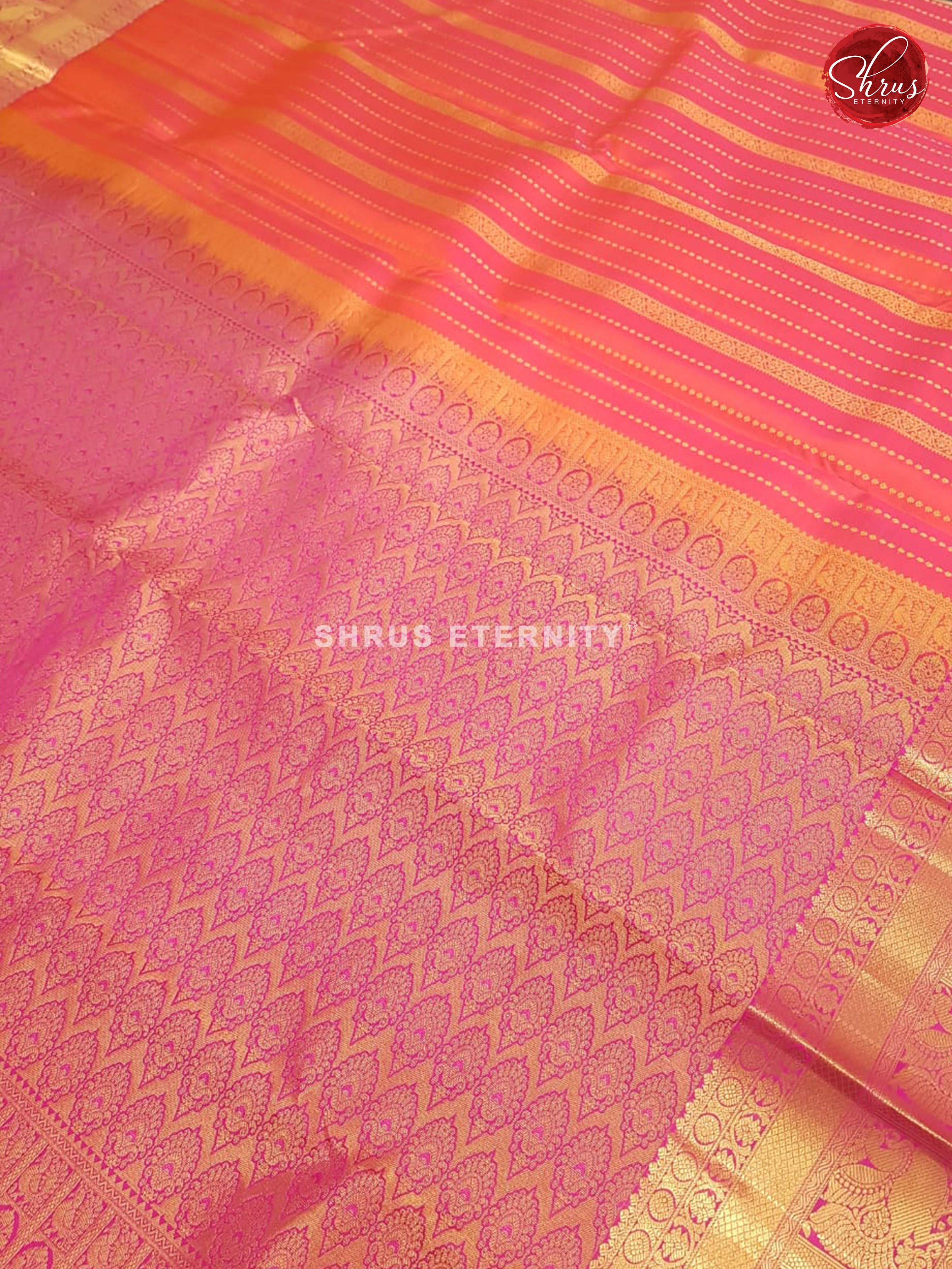 Orangish Pink & Majenta - Kanchipuram Silk - Shop on ShrusEternity.com