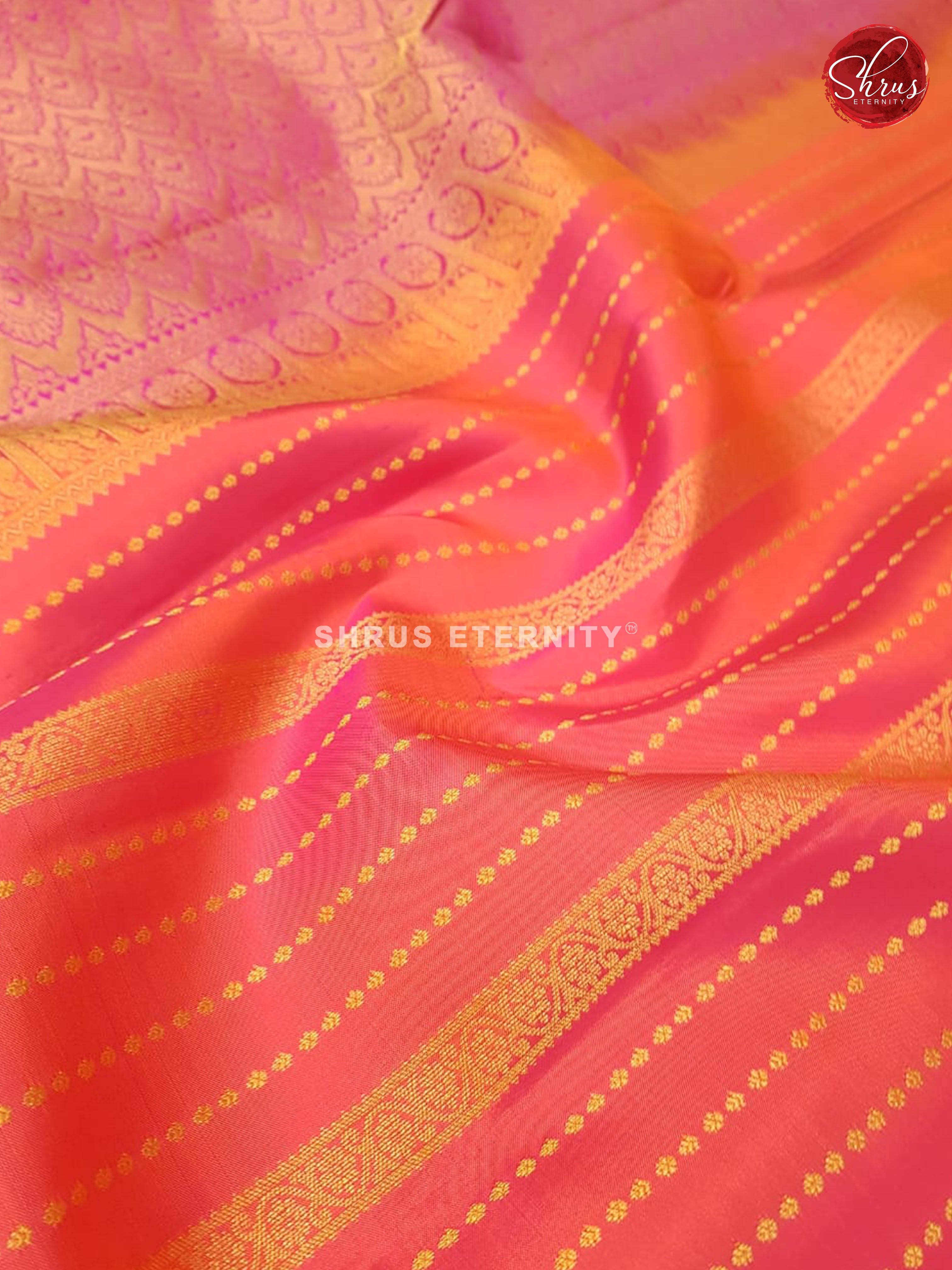Orangish Pink & Majenta - Kanchipuram Silk - Shop on ShrusEternity.com