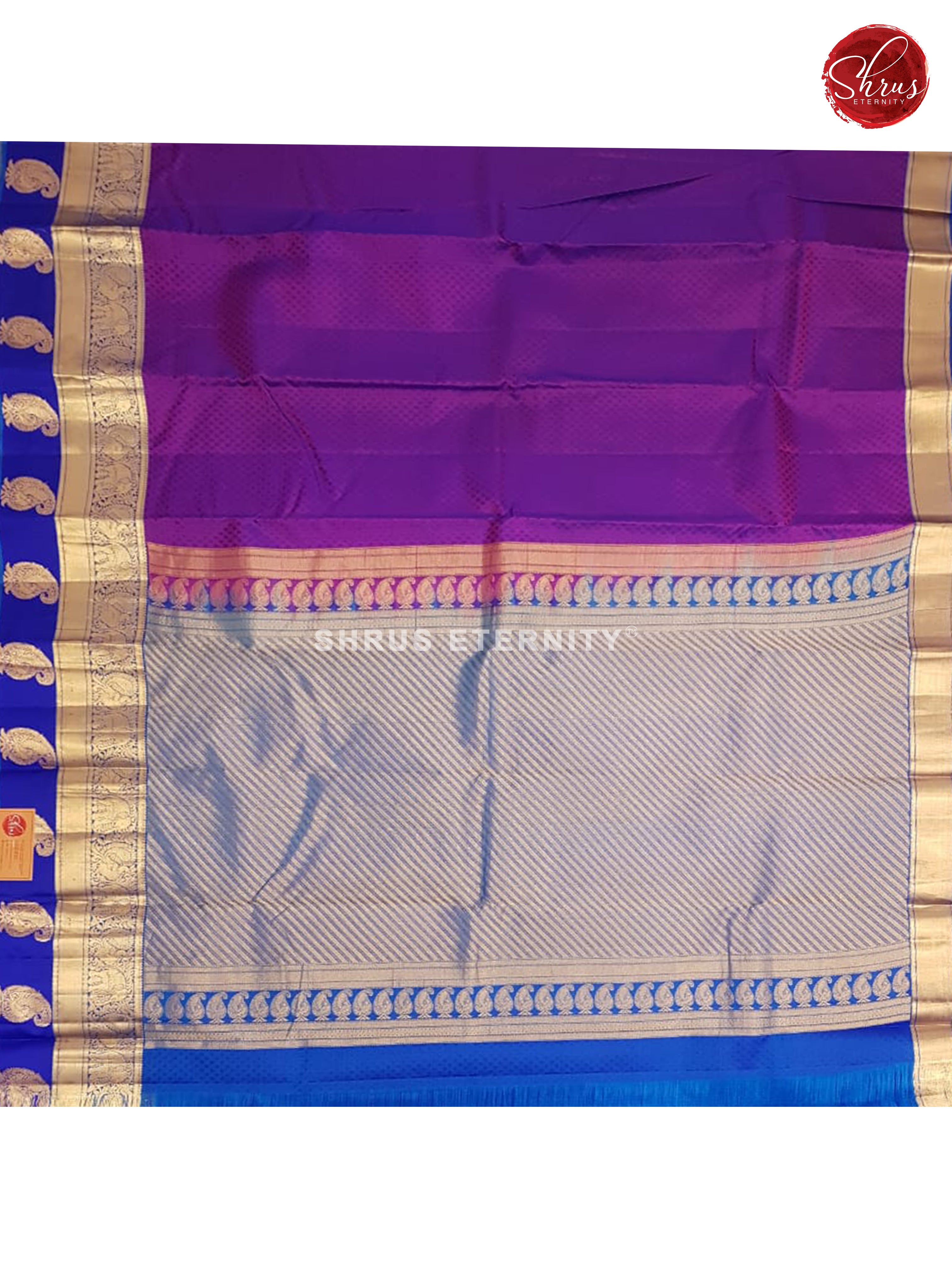 Purple & Blue - Kanchipuram Silk - Shop on ShrusEternity.com