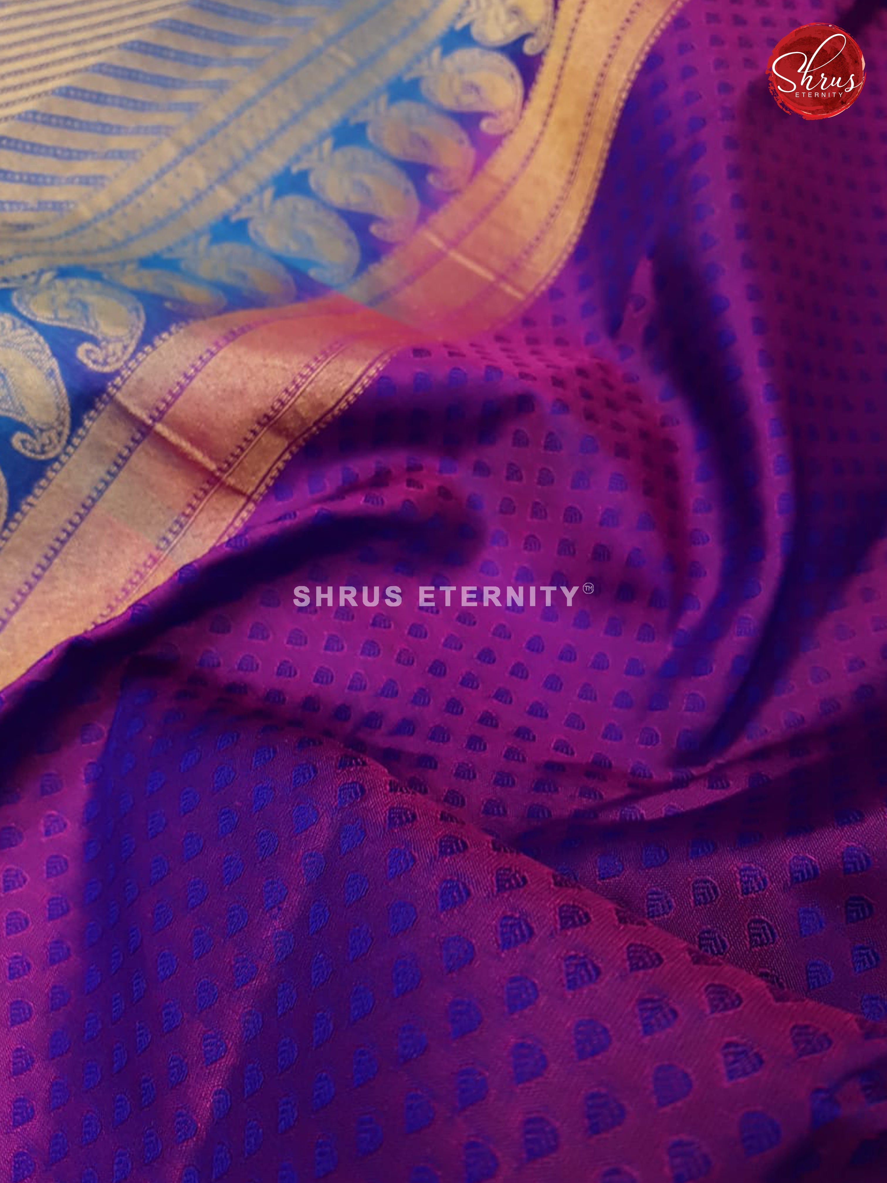 Purple & Blue - Kanchipuram Silk - Shop on ShrusEternity.com
