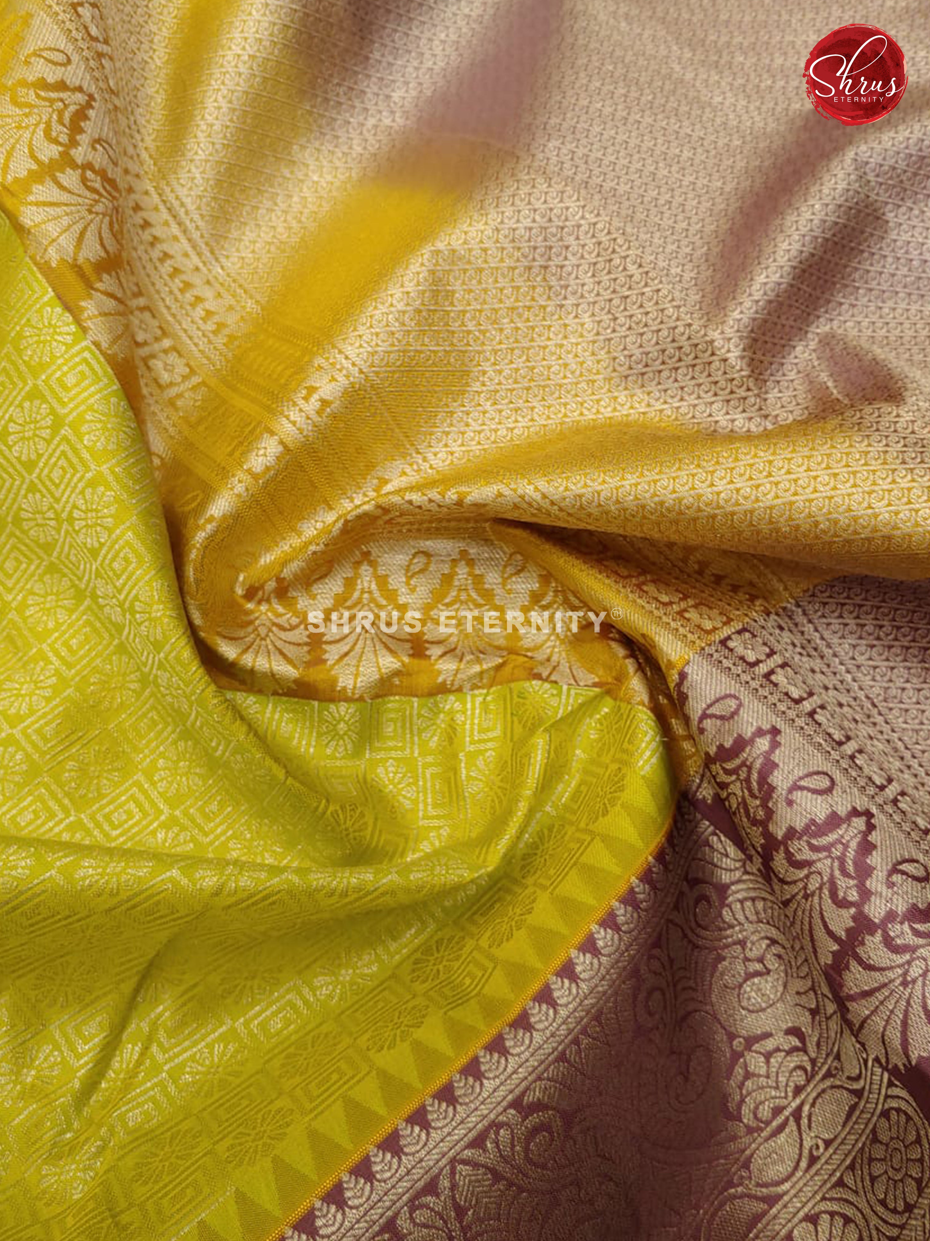 Light Green & Brown - Kanchipuram Silk - Shop on ShrusEternity.com
