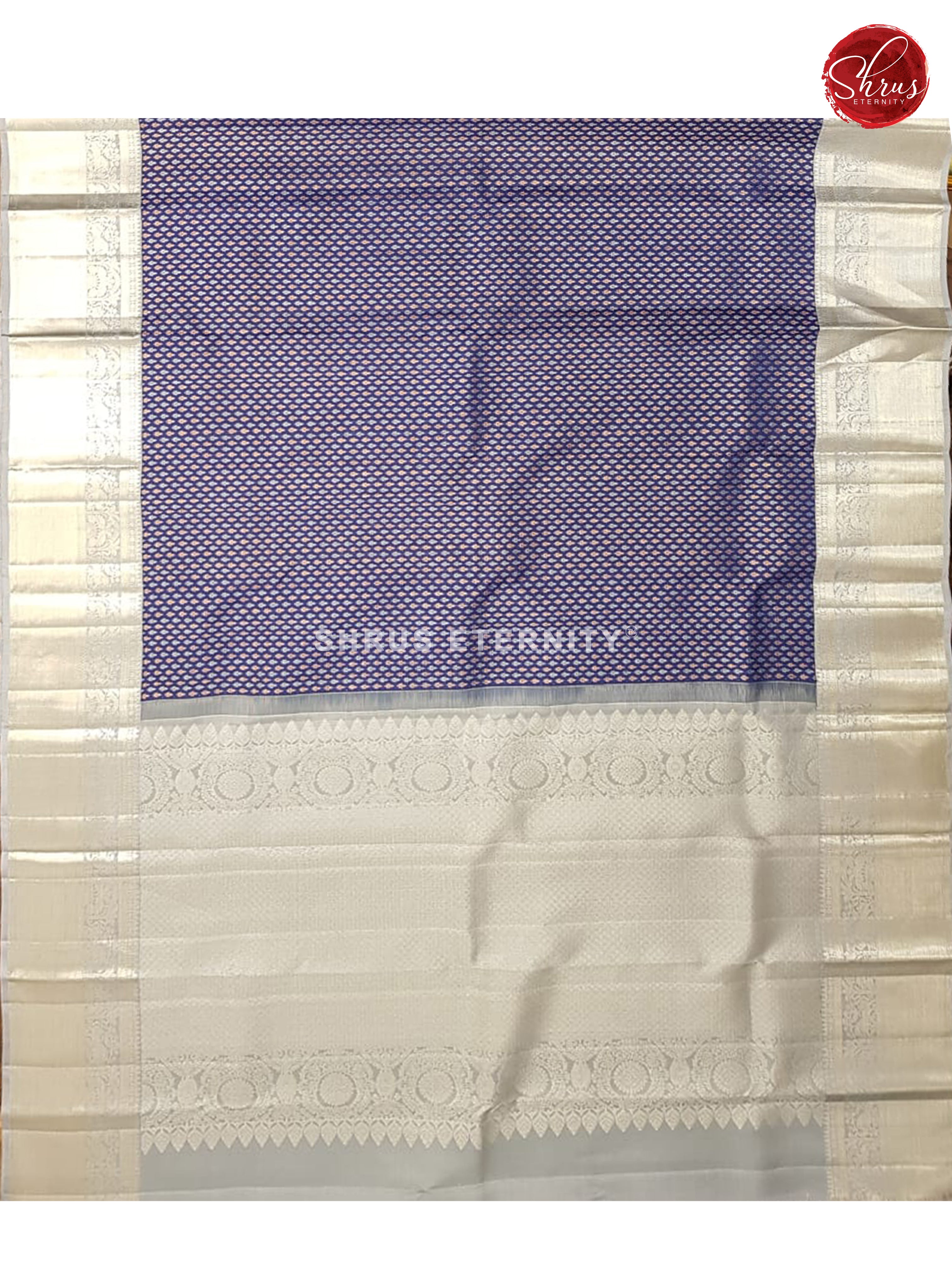 Blue & Silverish Grey - Kanchipuram Silk - Shop on ShrusEternity.com