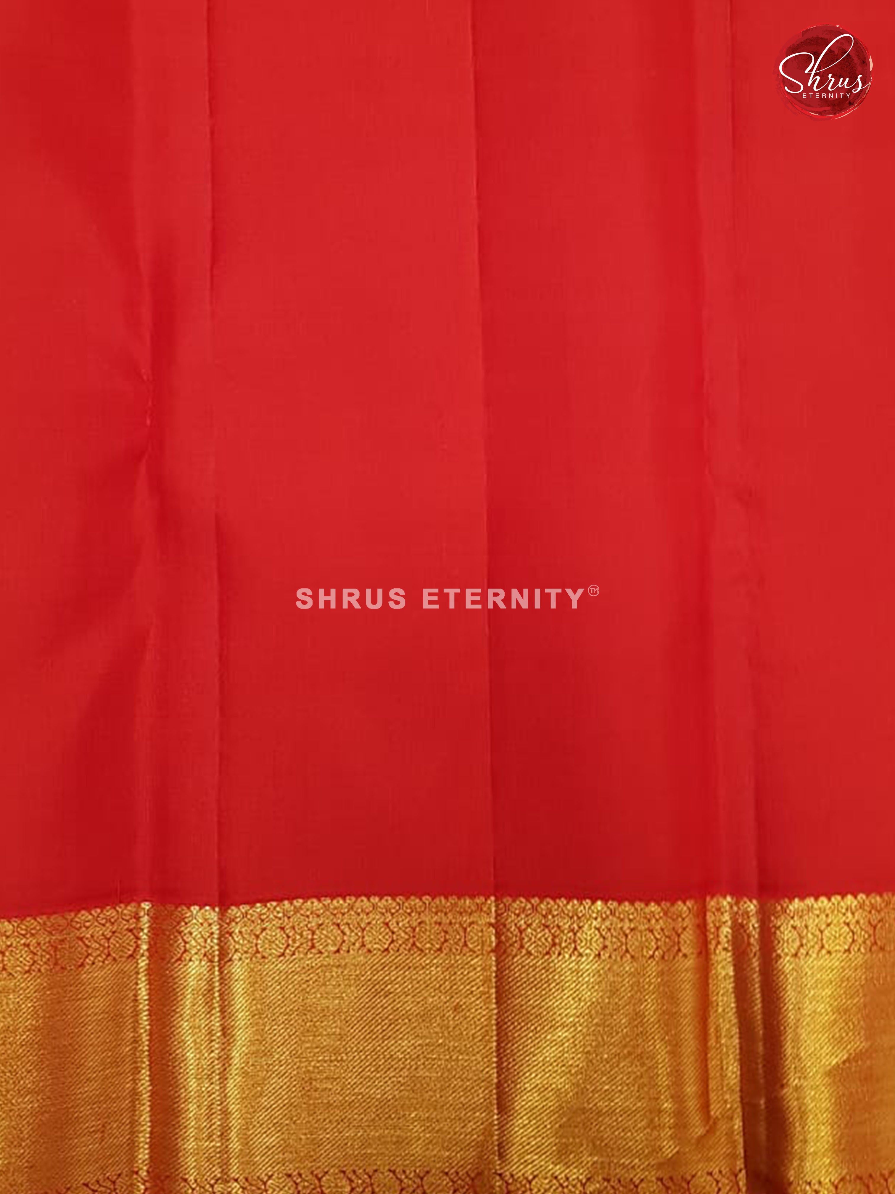 Cream  & Red - Kanchipuram Silk - Shop on ShrusEternity.com