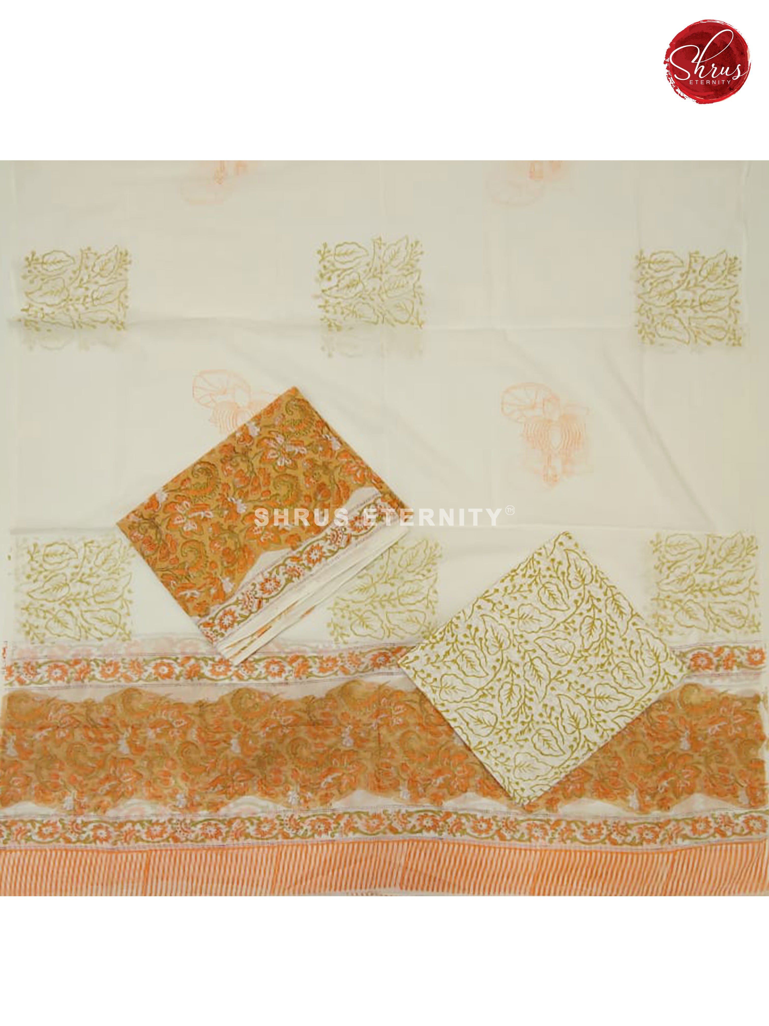 Orange & White - Jaipur Cotton Salwar - Shop on ShrusEternity.com