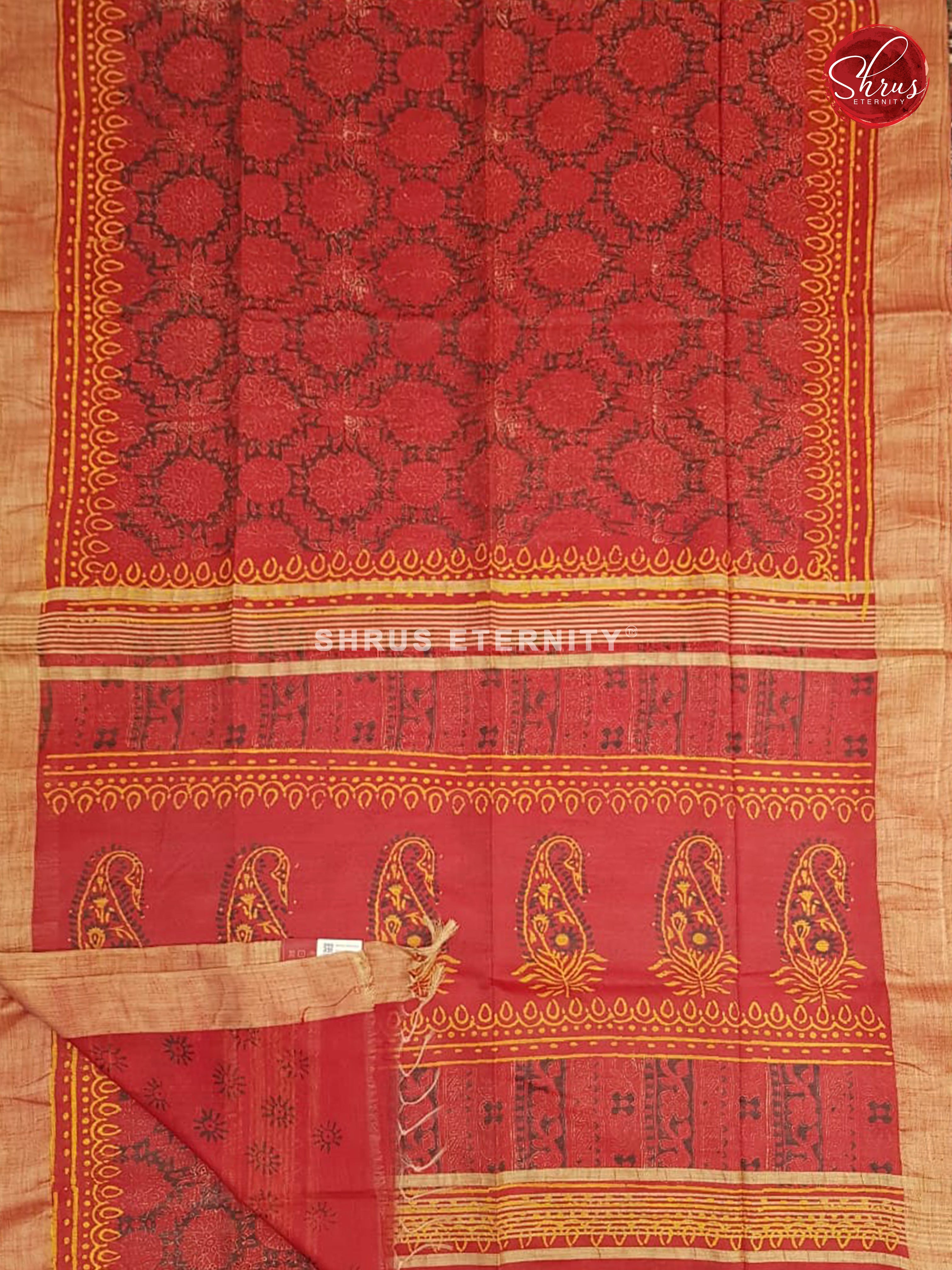 Red & Orange - Ajrakh Cotton Silk - Shop on ShrusEternity.com