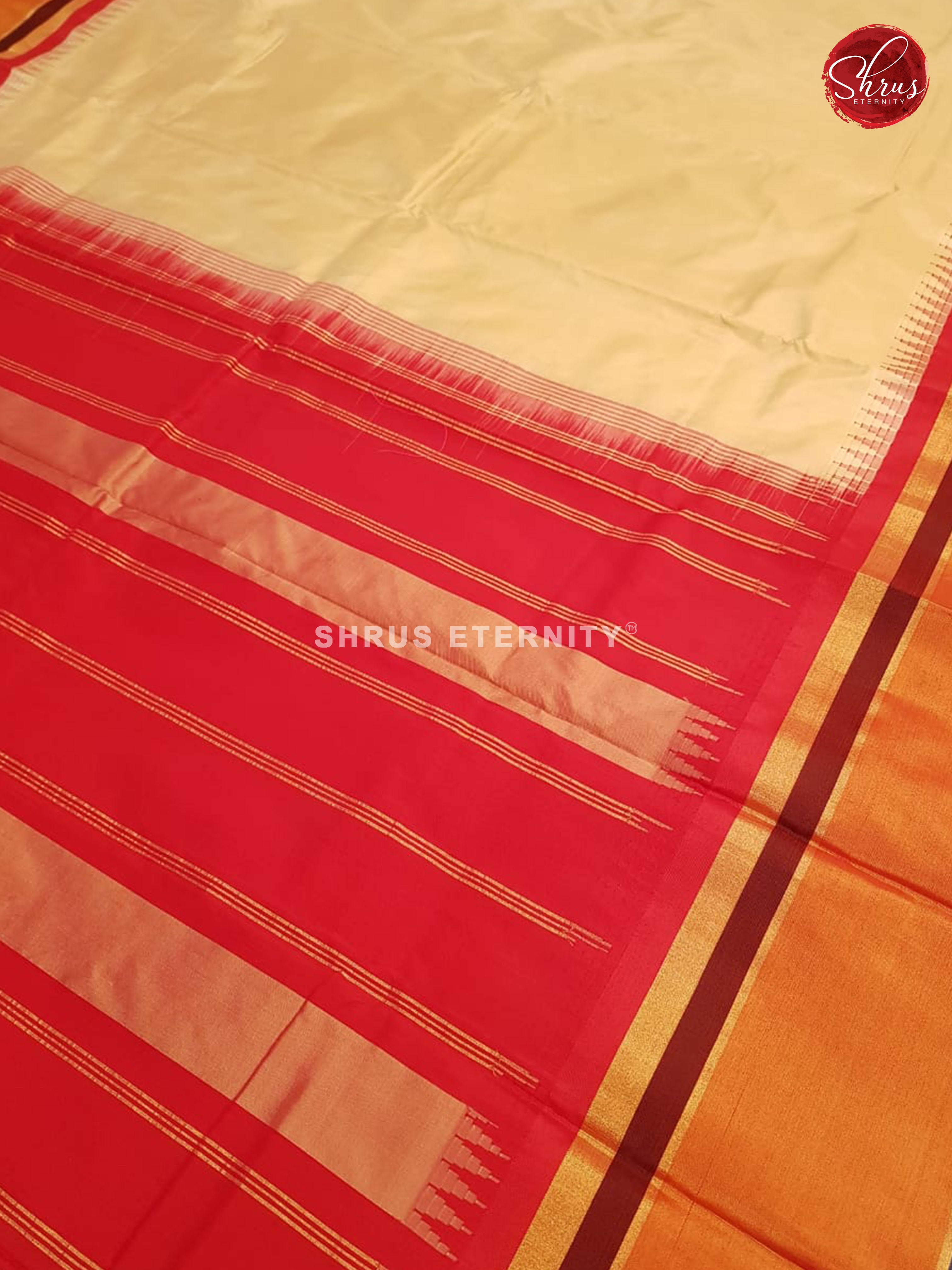 Cream & Red - Bangalore Silk - Shop on ShrusEternity.com