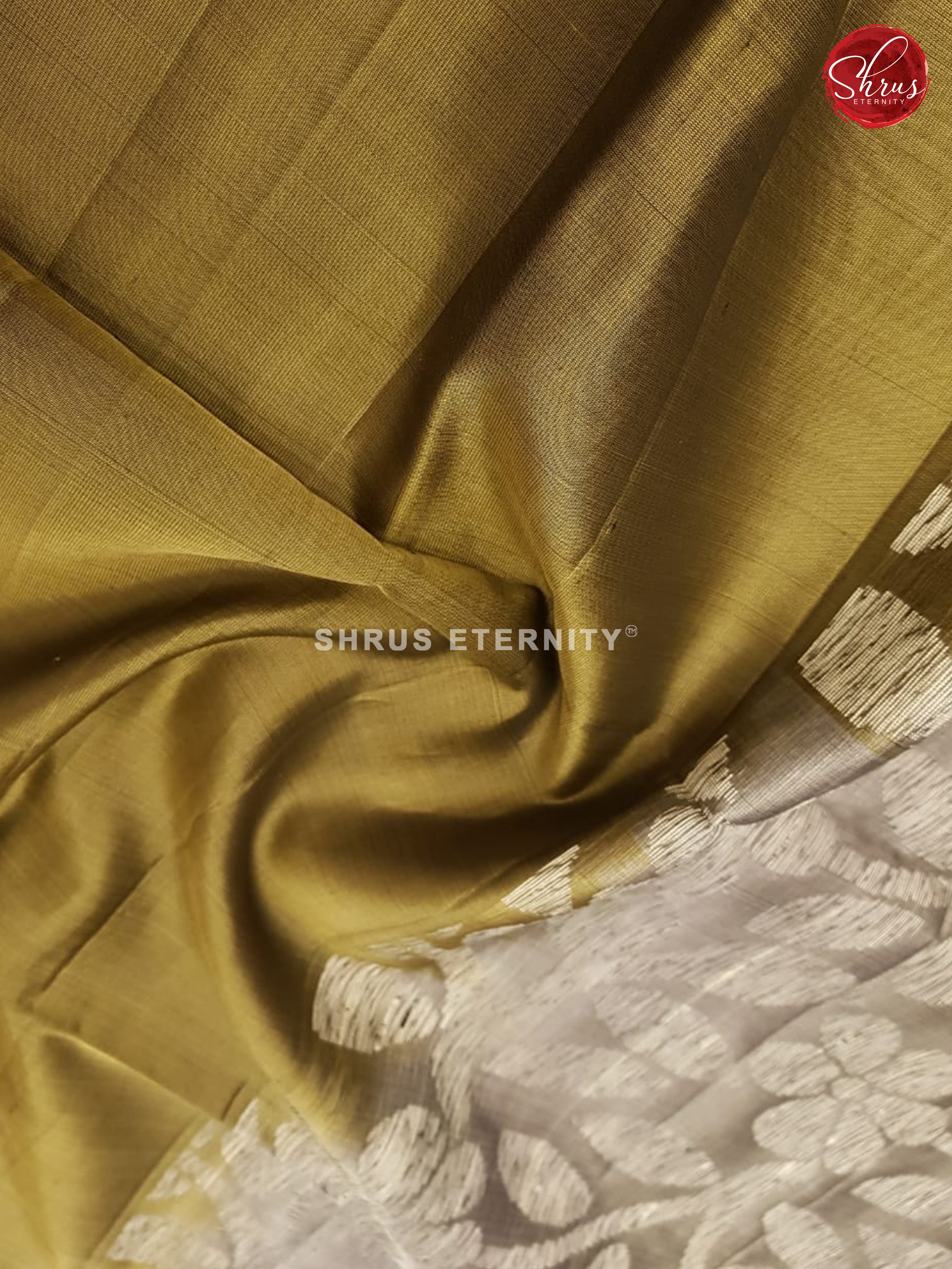 Mehendi Green & Silverish Grey - Soft Silk - Shop on ShrusEternity.com