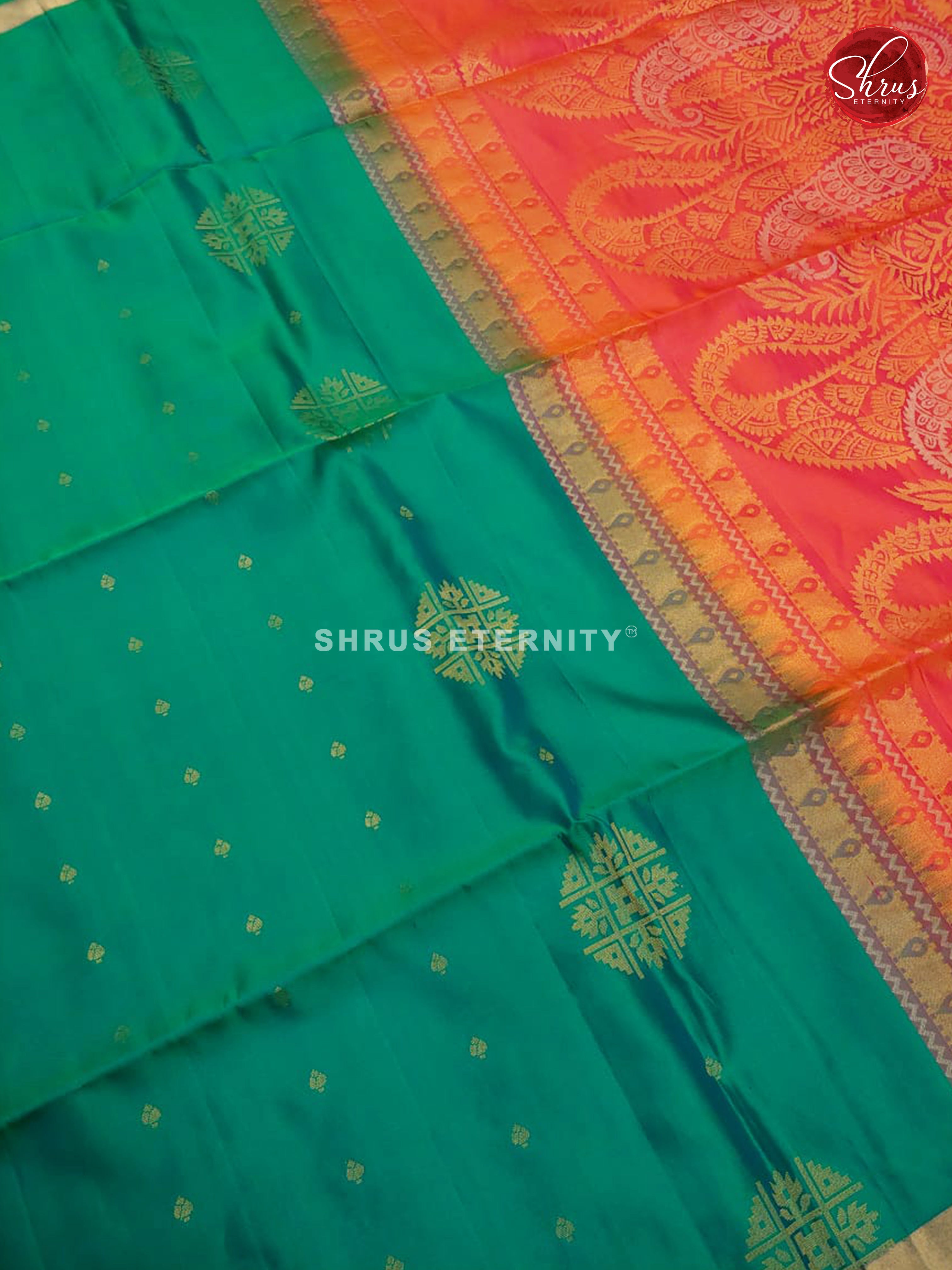 Teal Green & Orangish Pink - Soft Silk - Shop on ShrusEternity.com