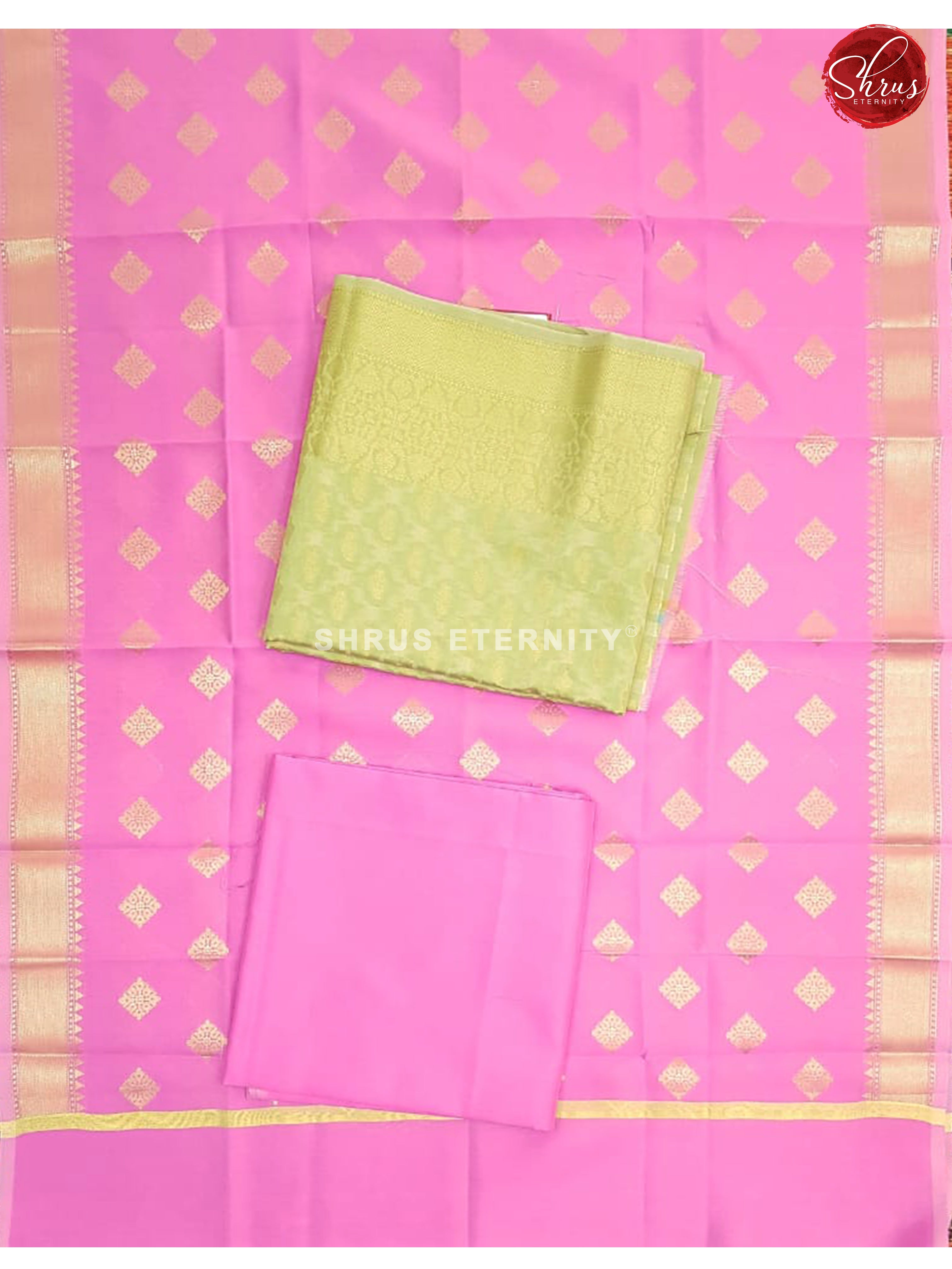 Pista Green & Pink - Semi Banarasi Suit - Shop on ShrusEternity.com
