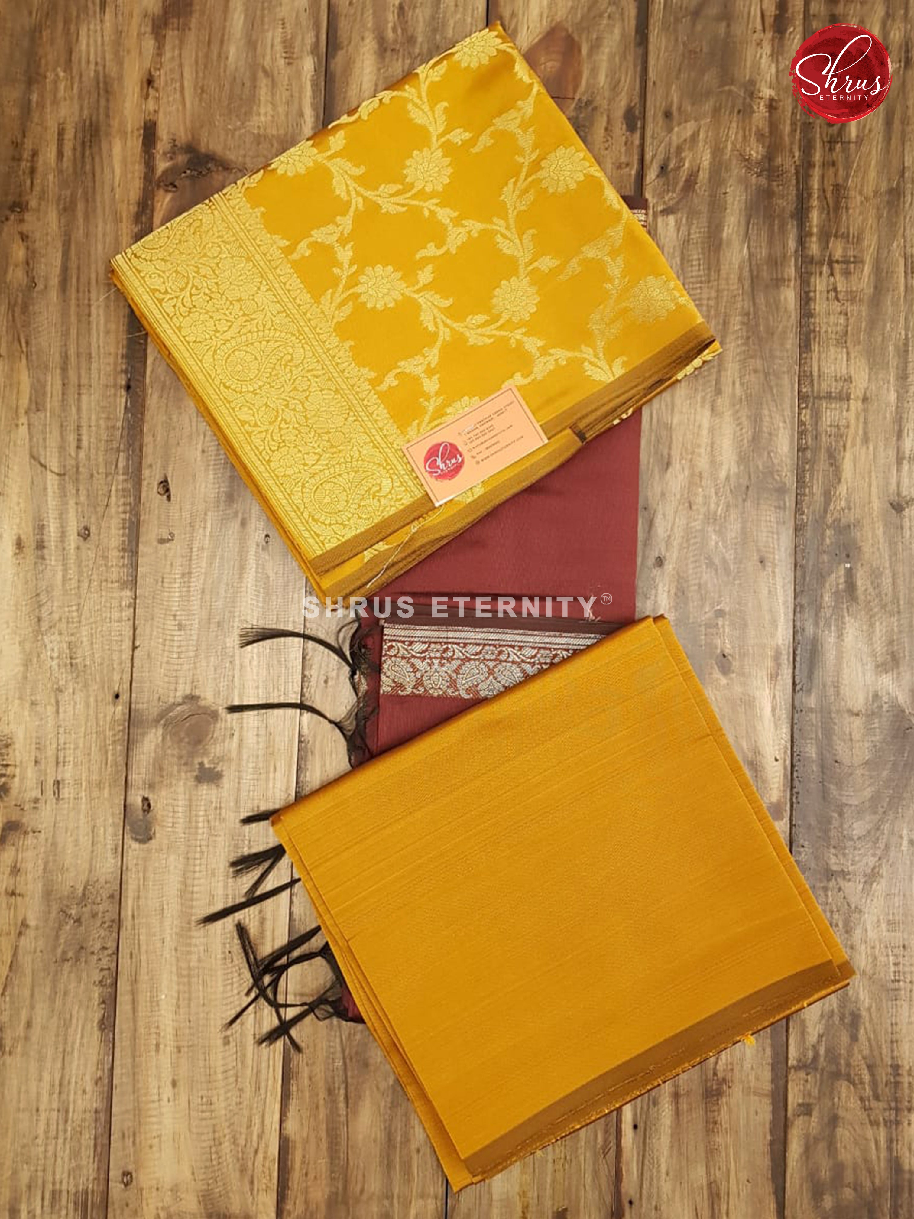 Mustard & Brown - Semi Banarasi Suit - Shop on ShrusEternity.com