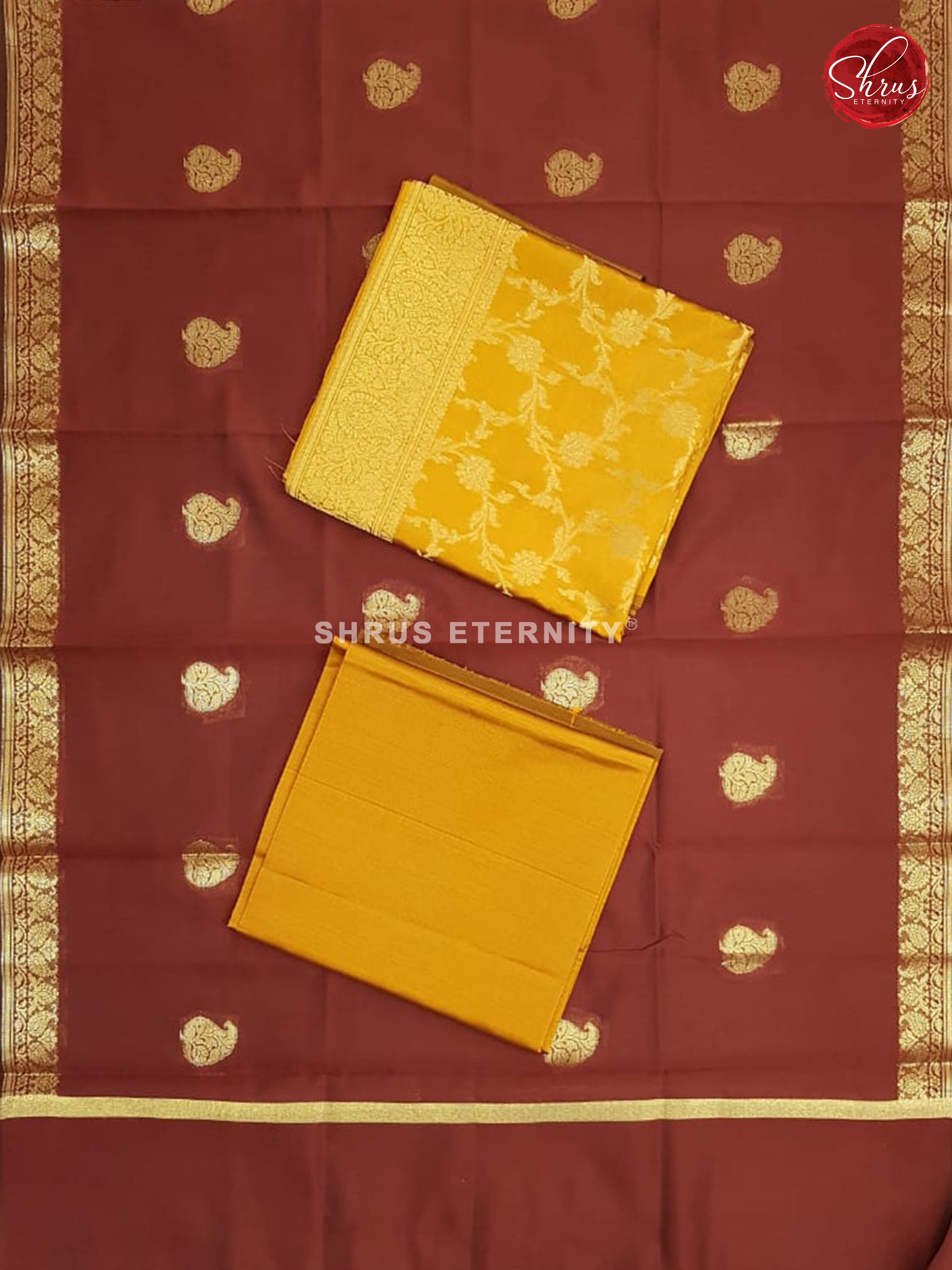Mustard & Brown - Semi Banarasi Suit - Shop on ShrusEternity.com