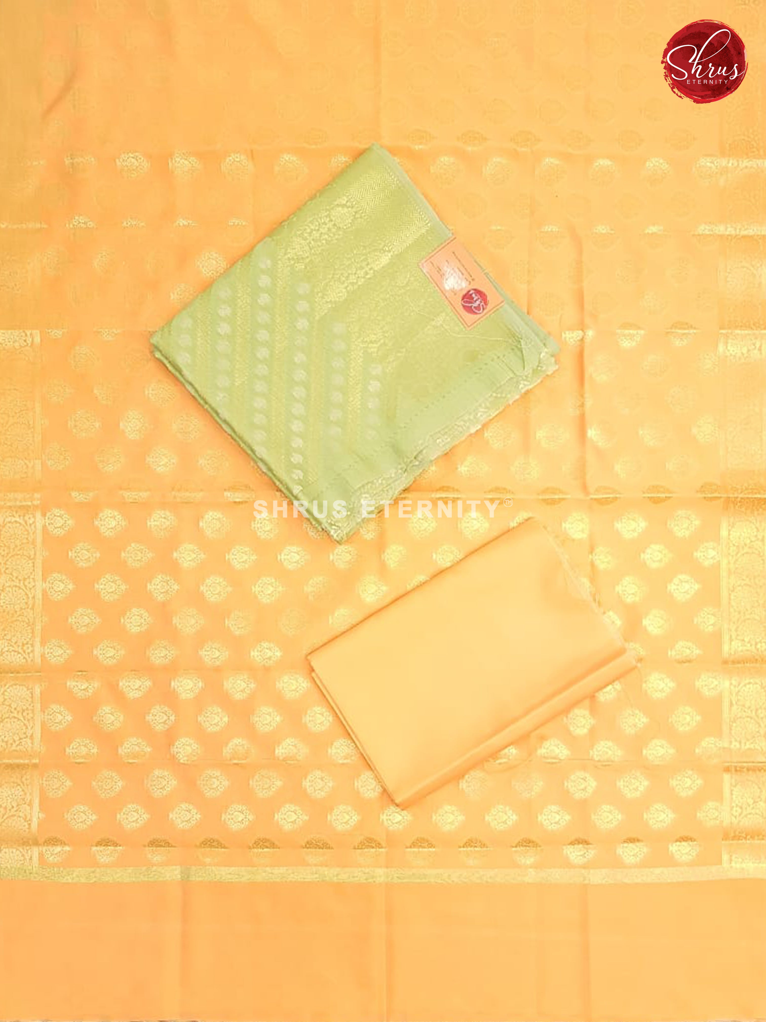 Pista Green & Peach - Semi Banarasi Suit - Shop on ShrusEternity.com