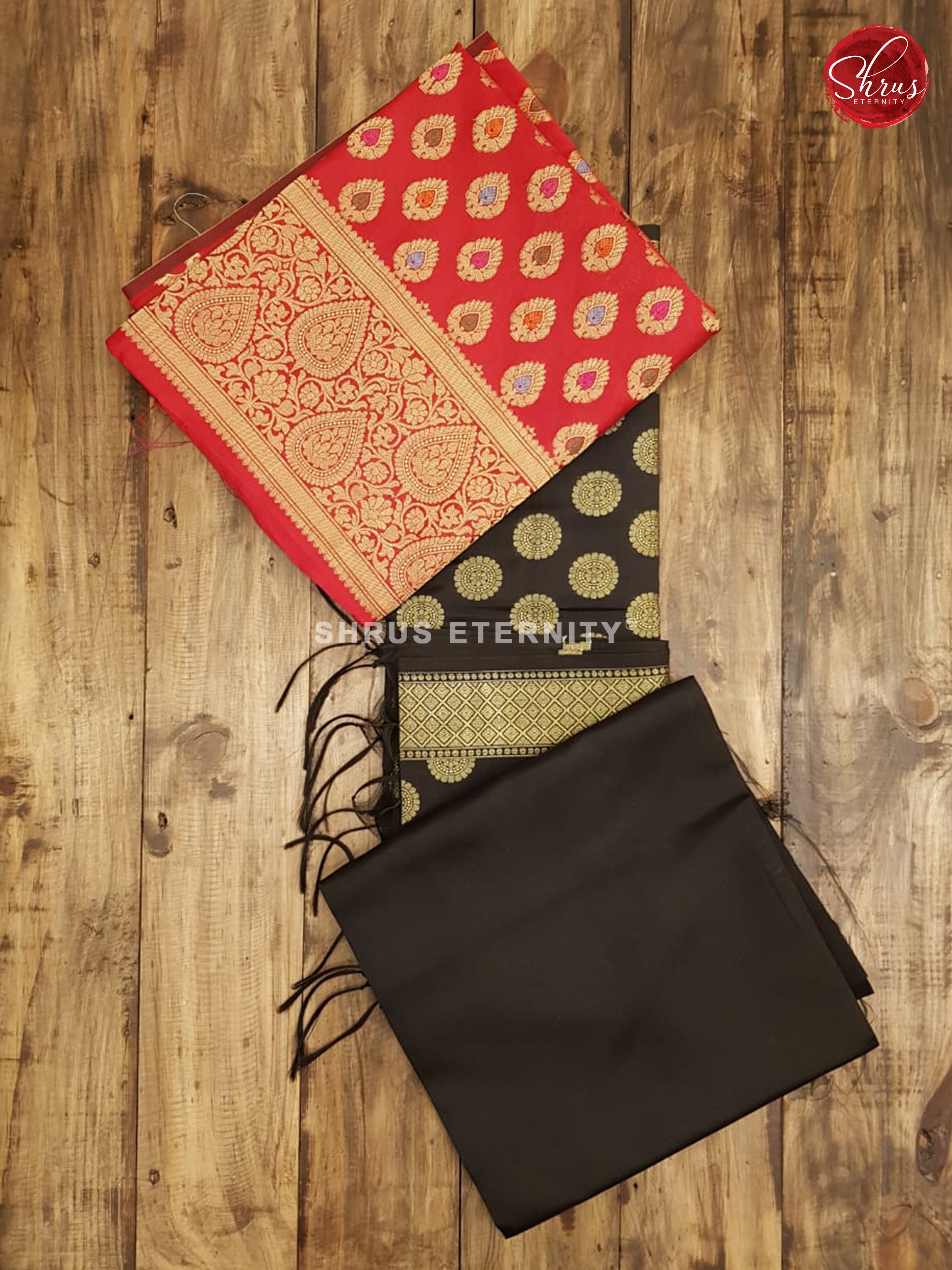Red & Black - Semi Banarasi Suit - Shop on ShrusEternity.com