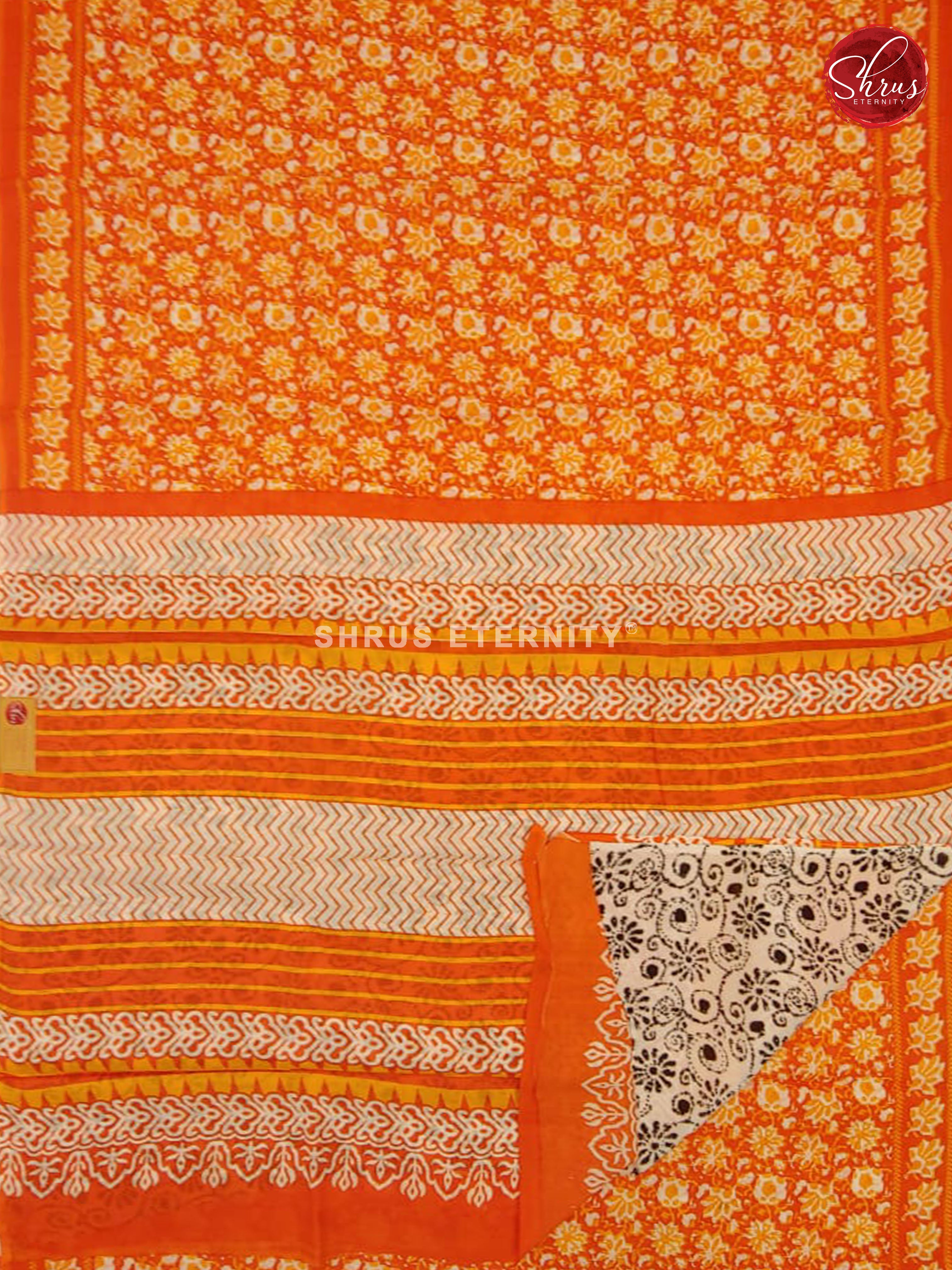 Orange & White - Jaipur Cotton - Shop on ShrusEternity.com