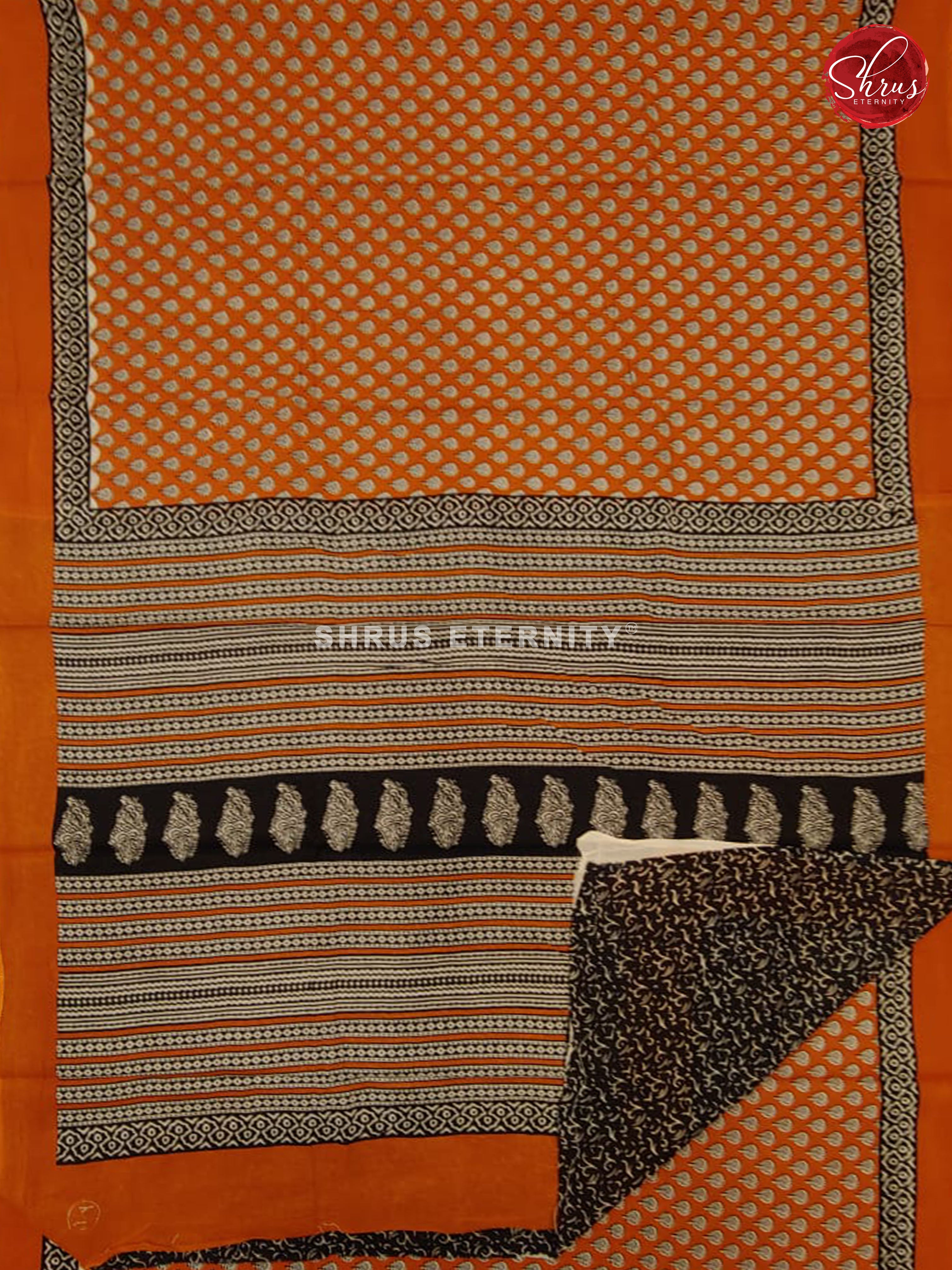 Brick Orange & Black - Jaipur Cotton - Shop on ShrusEternity.com