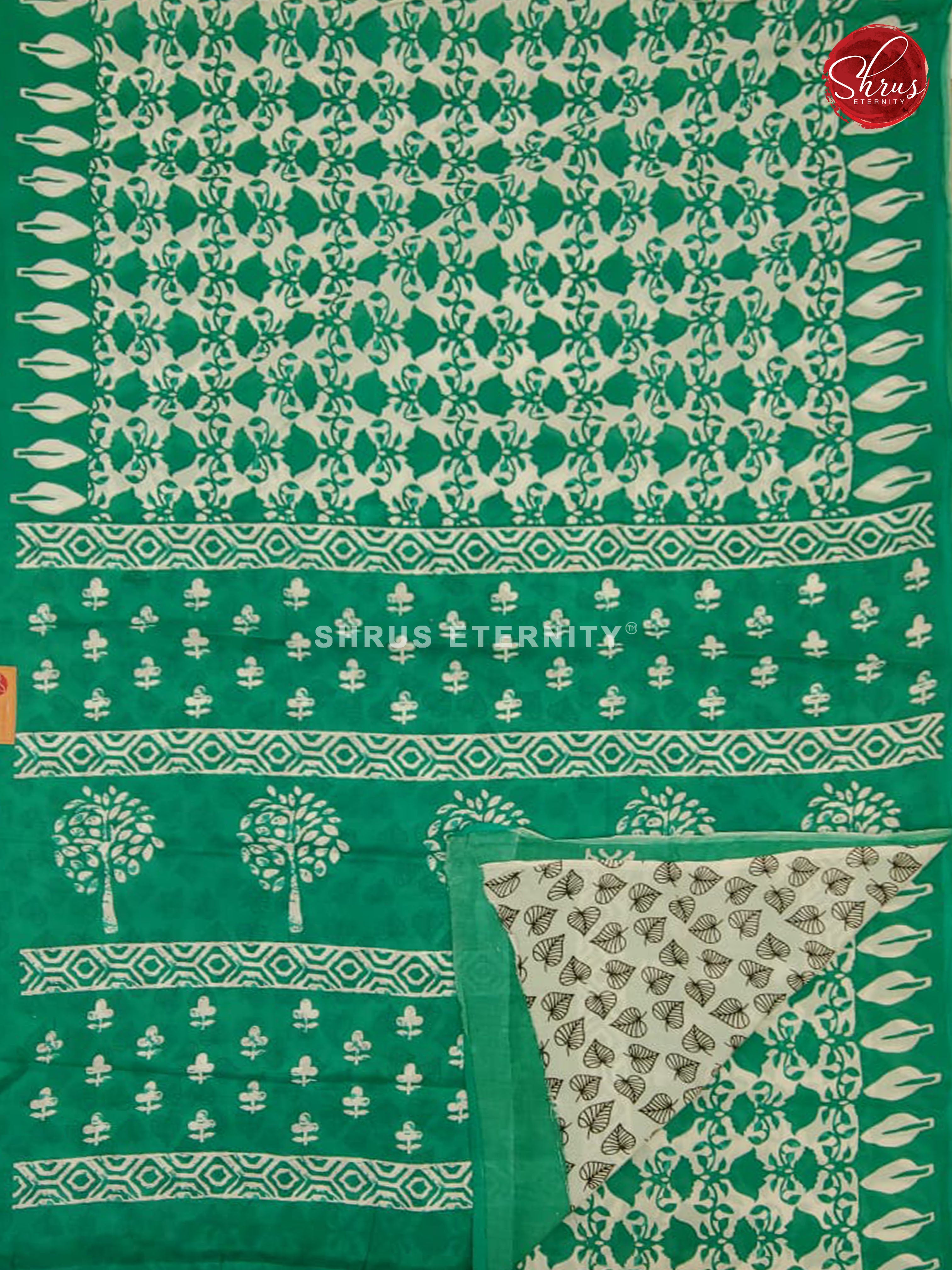 Teal Green & White - Jaipur Cotton - Shop on ShrusEternity.com