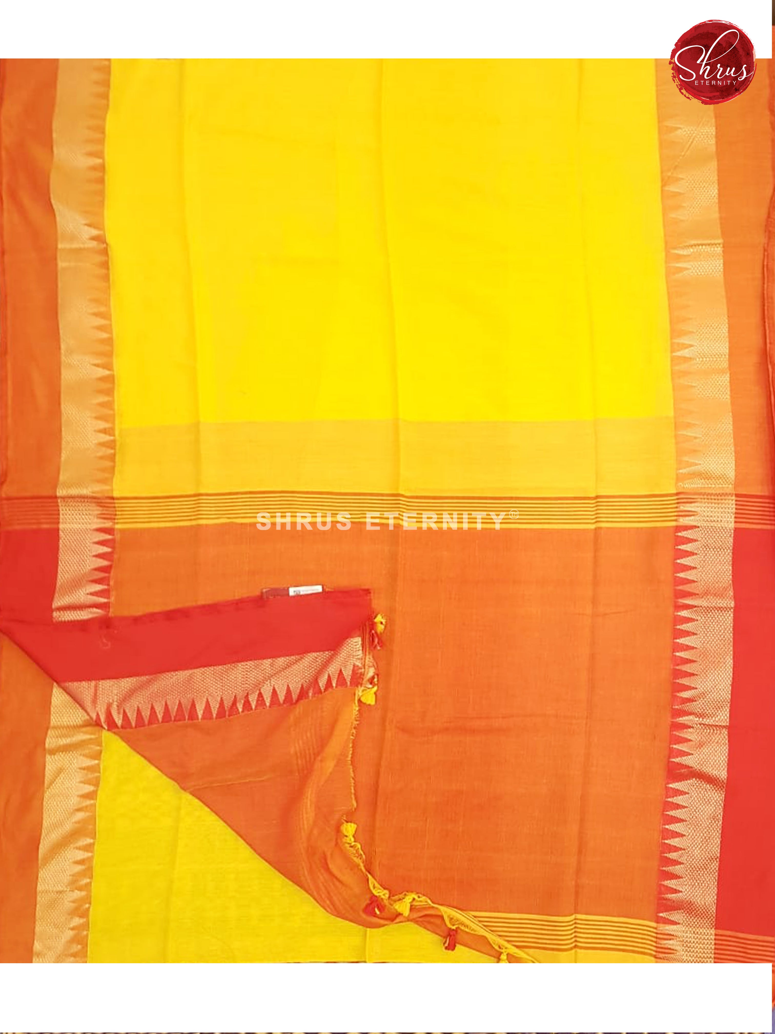 Yellow & Brick Orange - Bengal Cotton - Shop on ShrusEternity.com