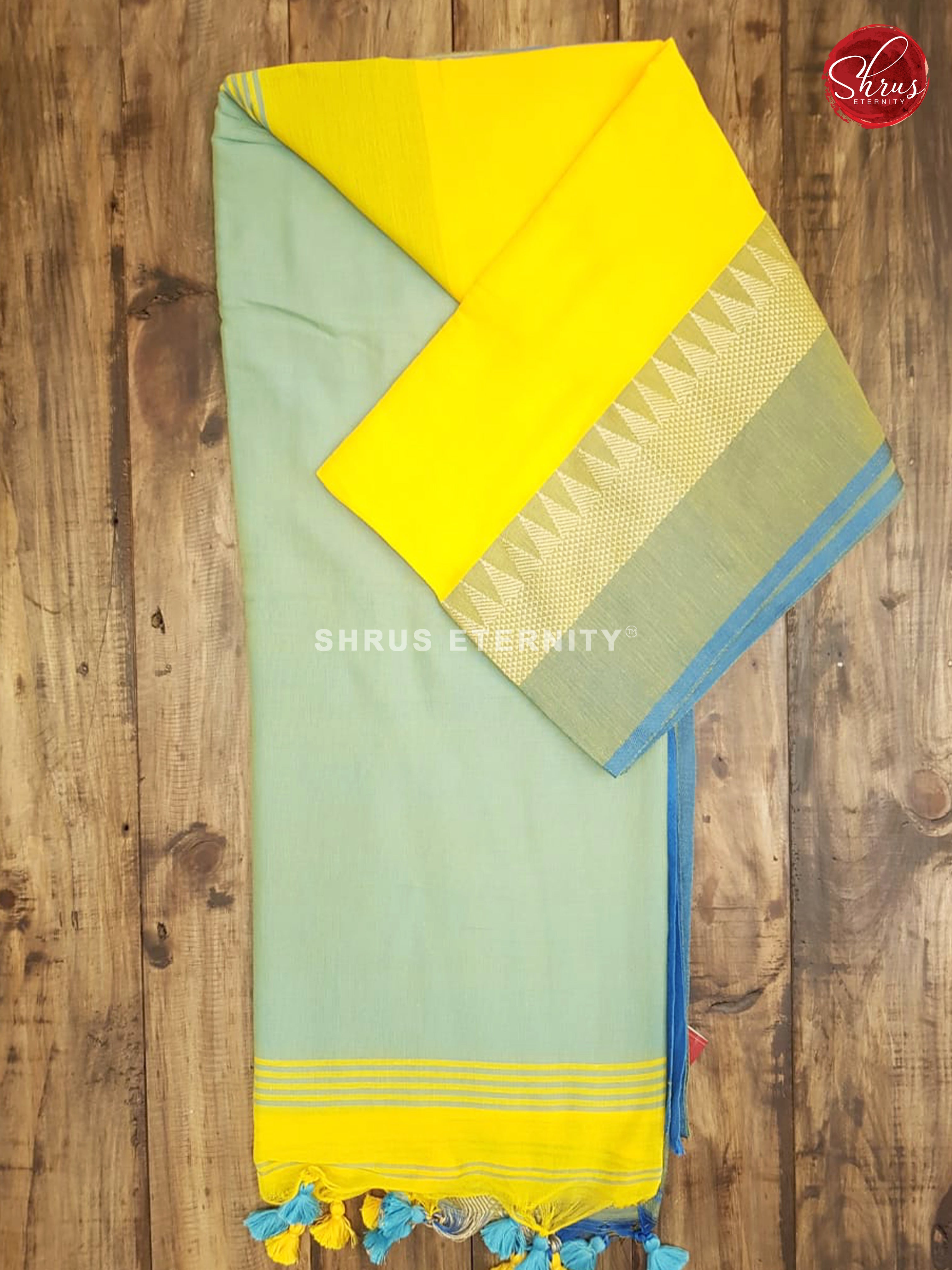 Yellow & Blue - Bengal Cotton - Shop on ShrusEternity.com