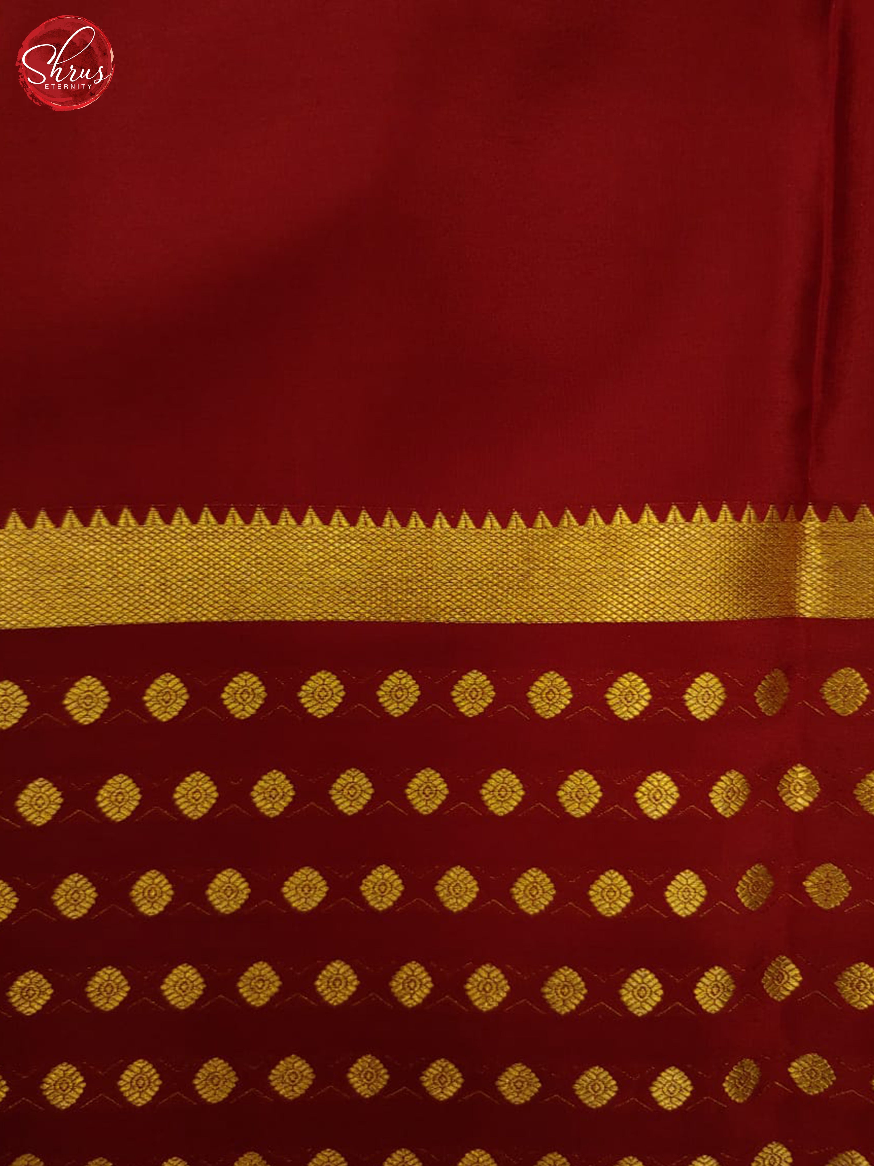Yellow & maroon - Mysore Silk with Border & Gold zari - Shop on ShrusEternity.com
