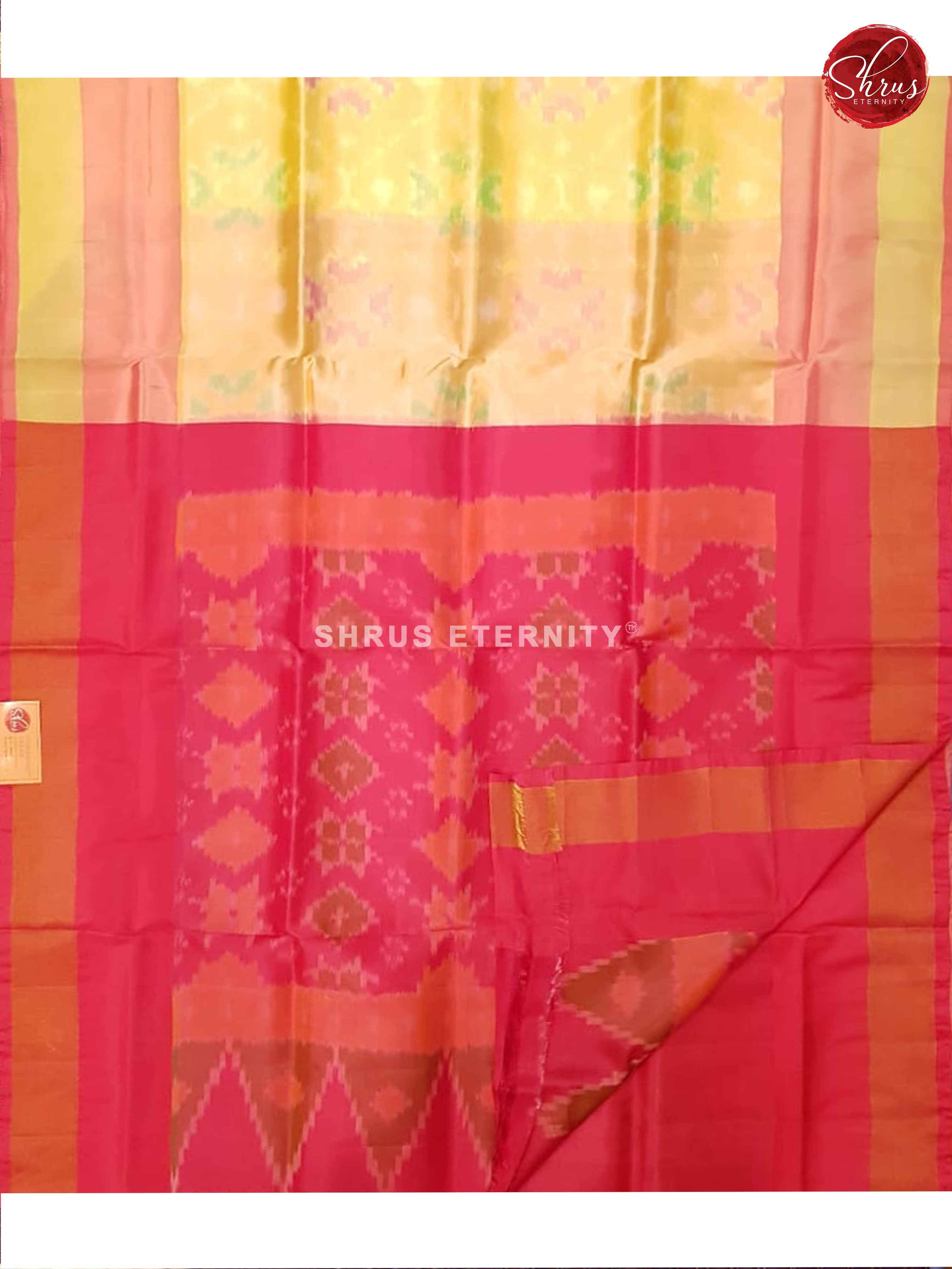 Mild Yellow & Rani Pink - Semi Uppada - Shop on ShrusEternity.com
