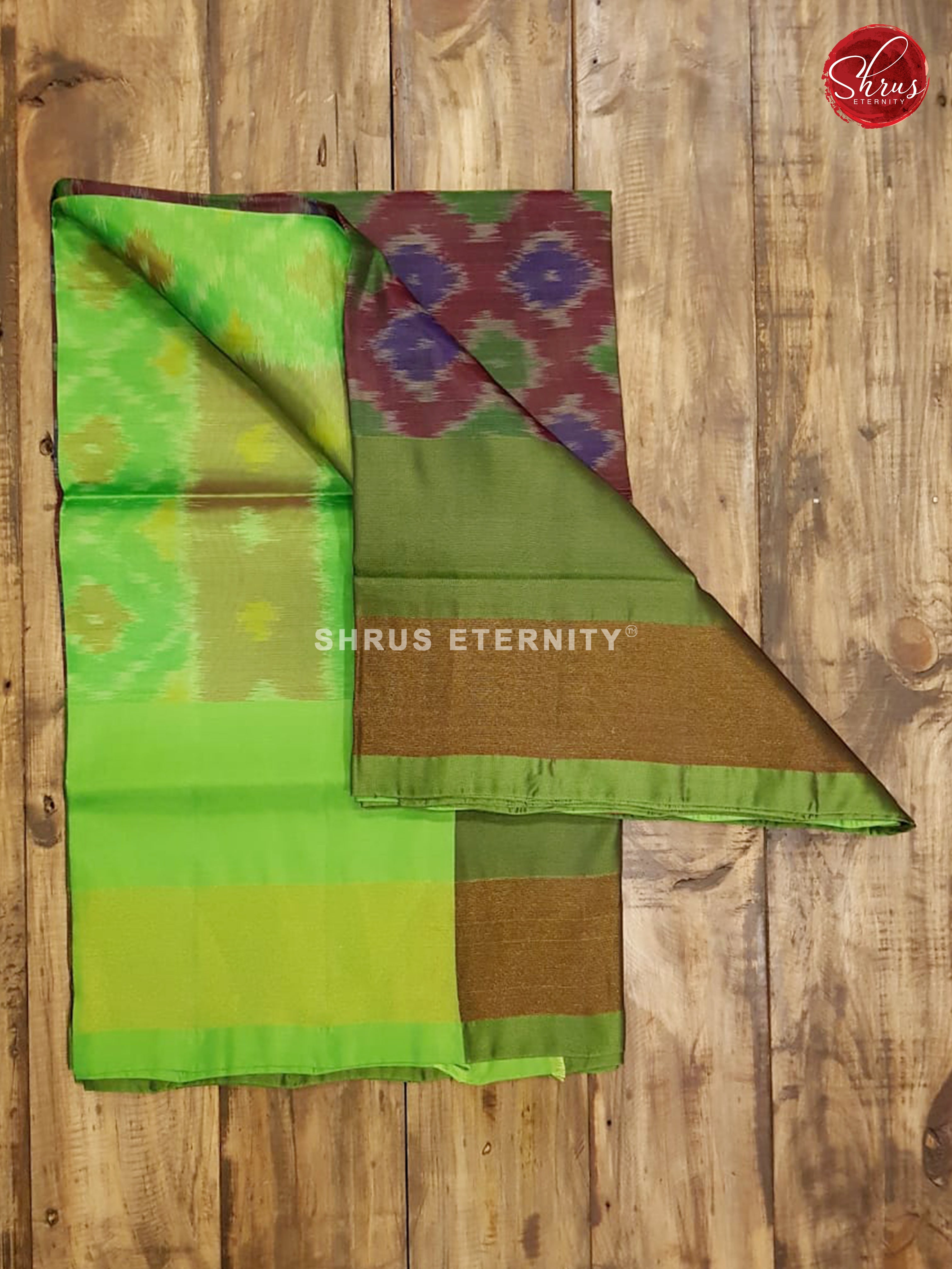 Dark Brown & Green - Semi Uppada - Shop on ShrusEternity.com