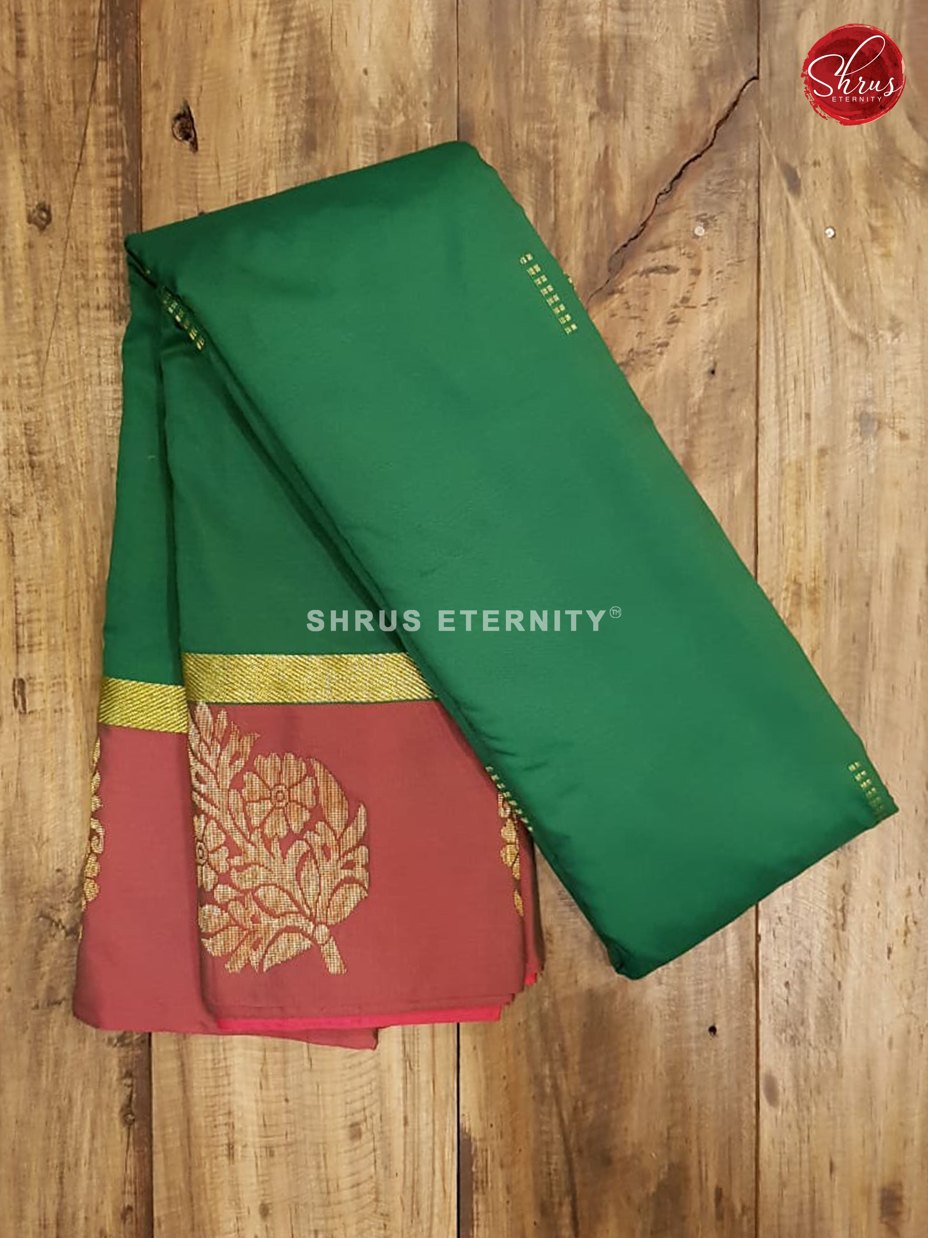 Dark Green & Maroon -  Semi Silk - Shop on ShrusEternity.com